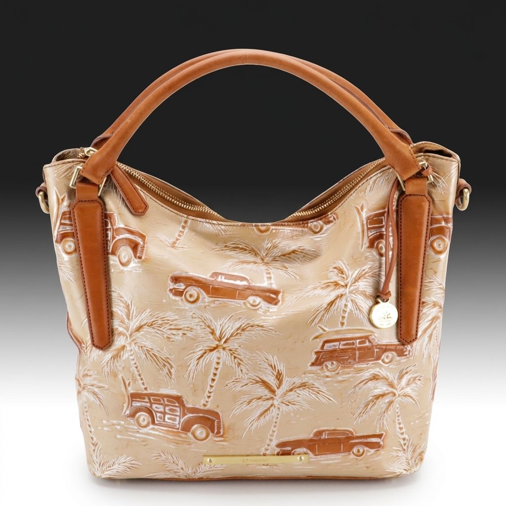 Brahmin "Coco Cabana" Two-Way Hobo Bag in Shiny Leather, With Tag