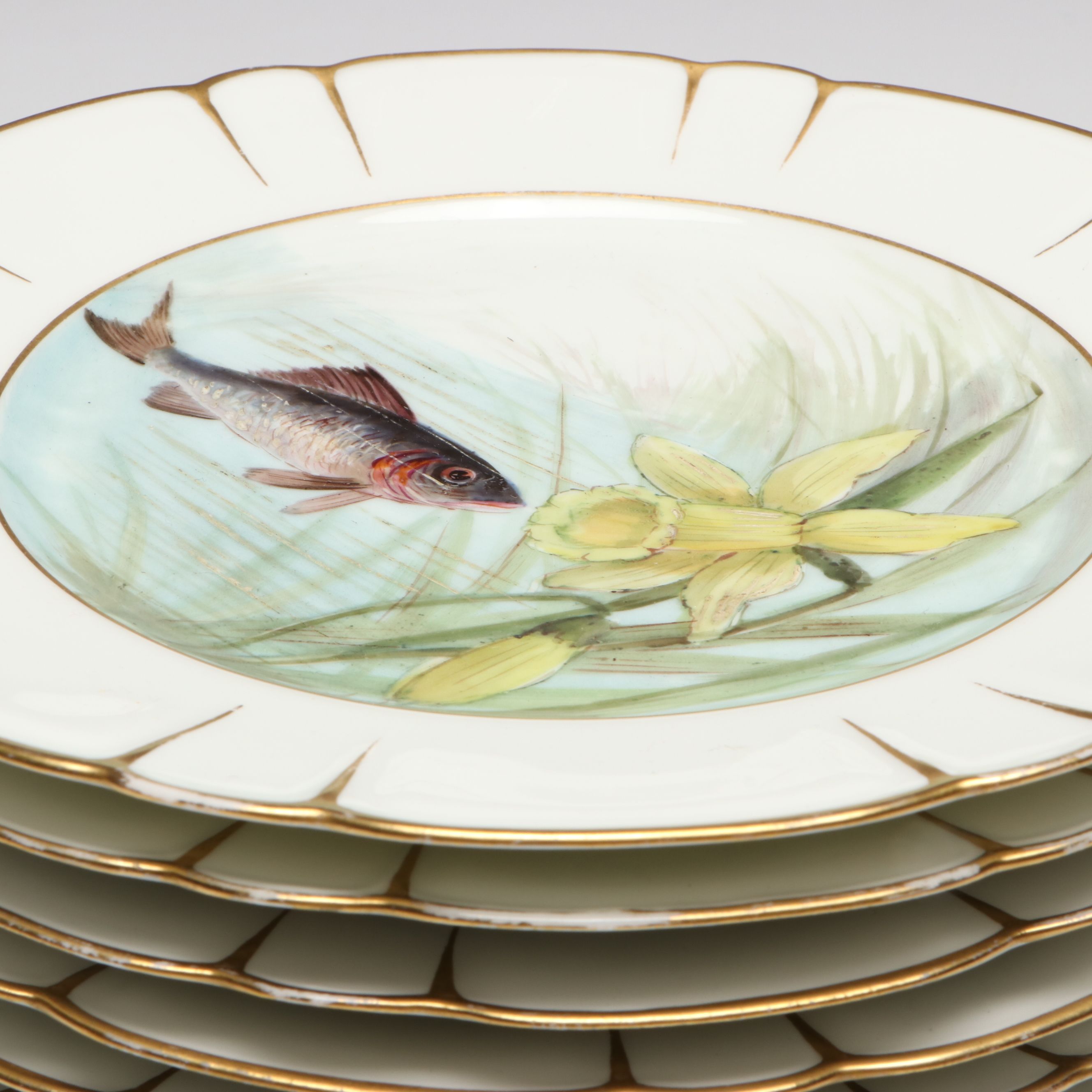 Haviland "Schleiger 10" Hand-Painted Fish Service