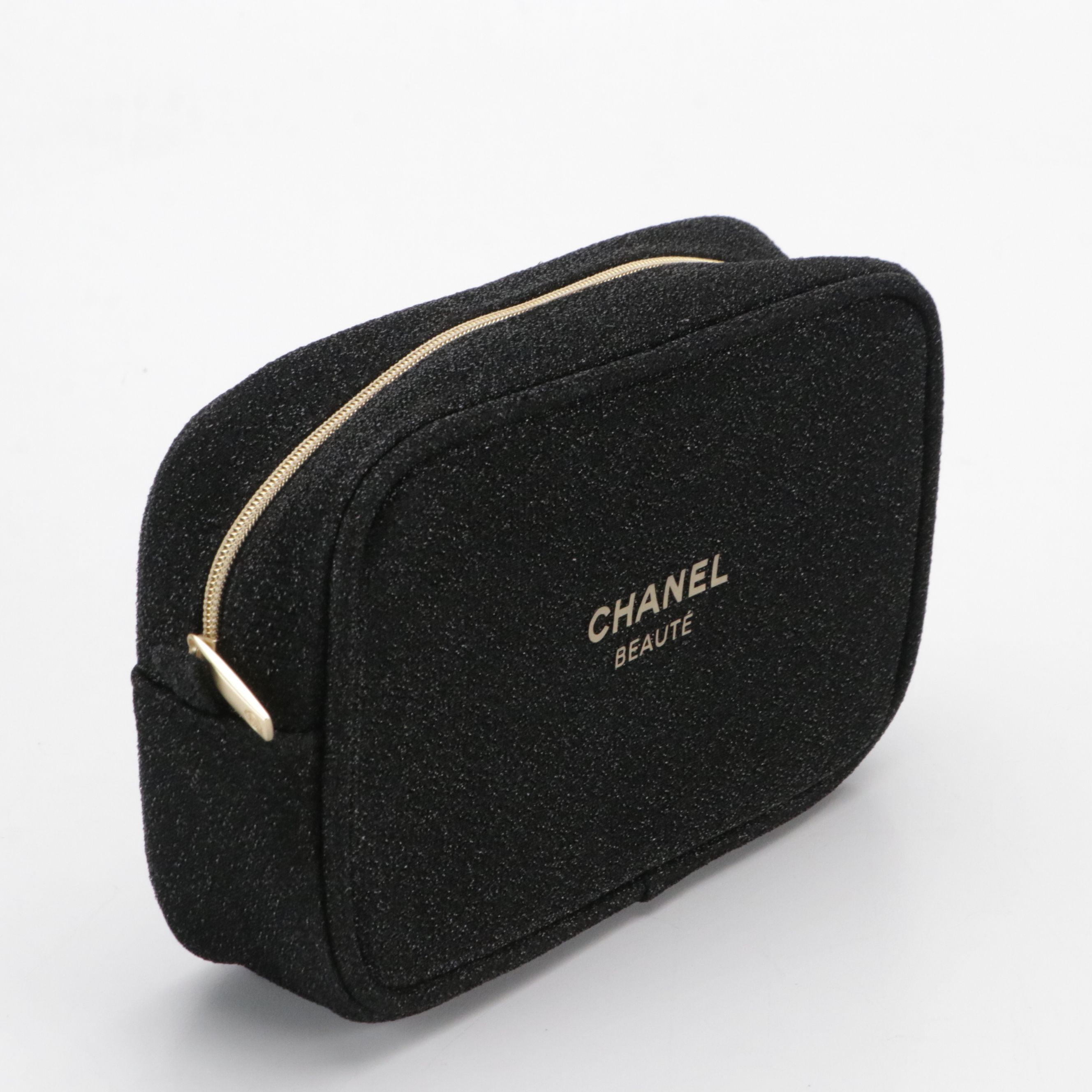 Chanel Beauté Promotional Black Glitter Cosmetic Pouch, With Box