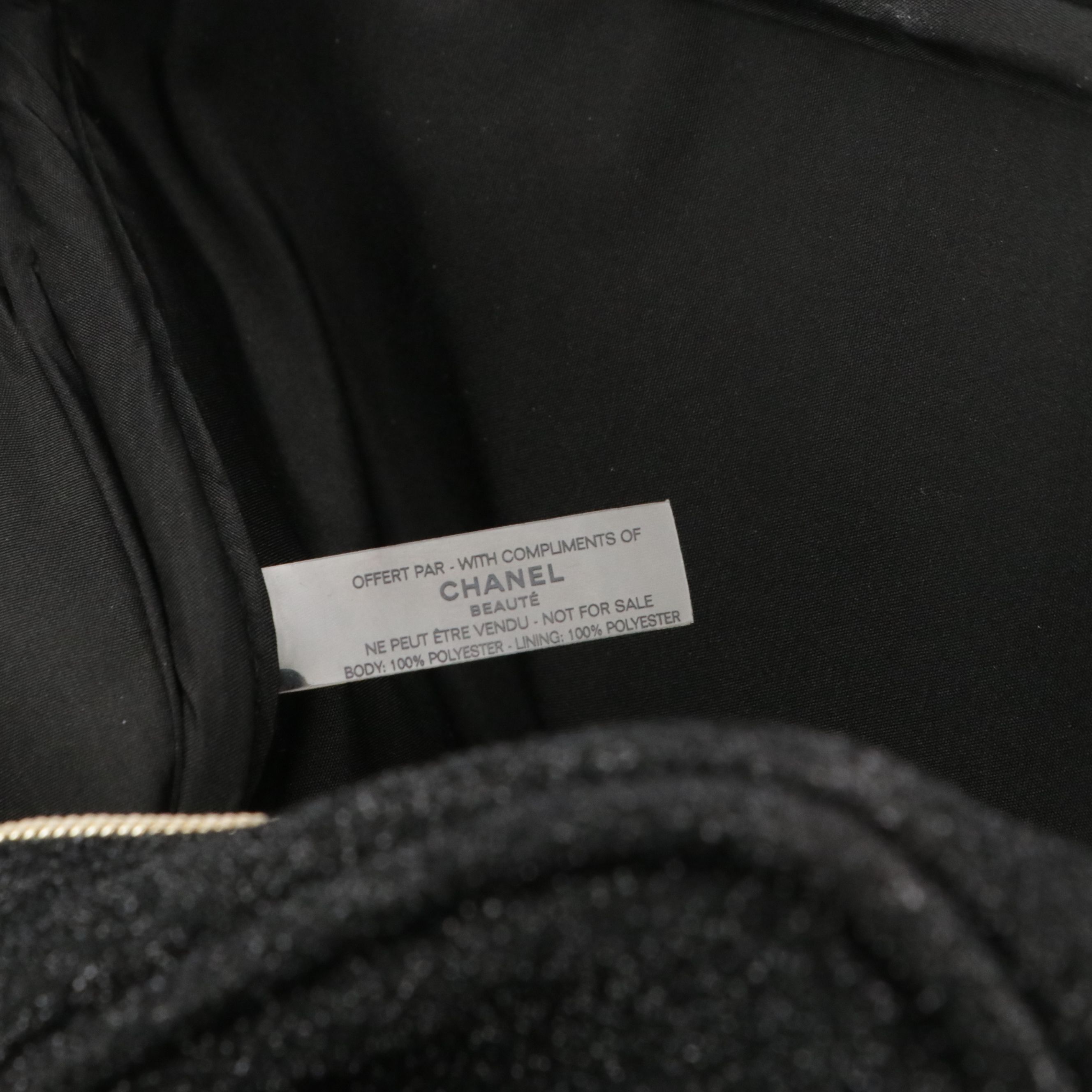 Chanel Beauté Promotional Black Glitter Cosmetic Pouch, With Box