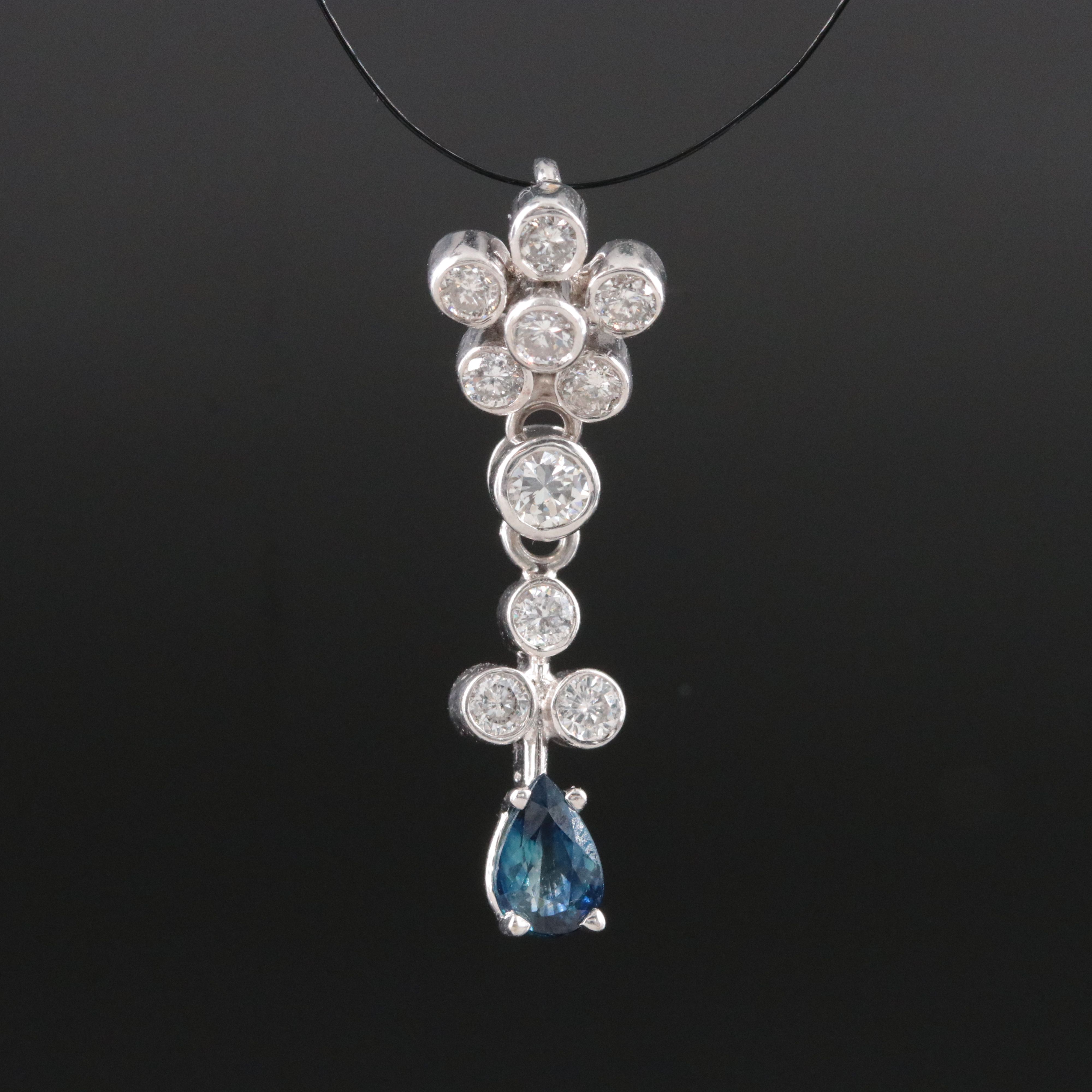 14K Sapphire and Diamond Pendant