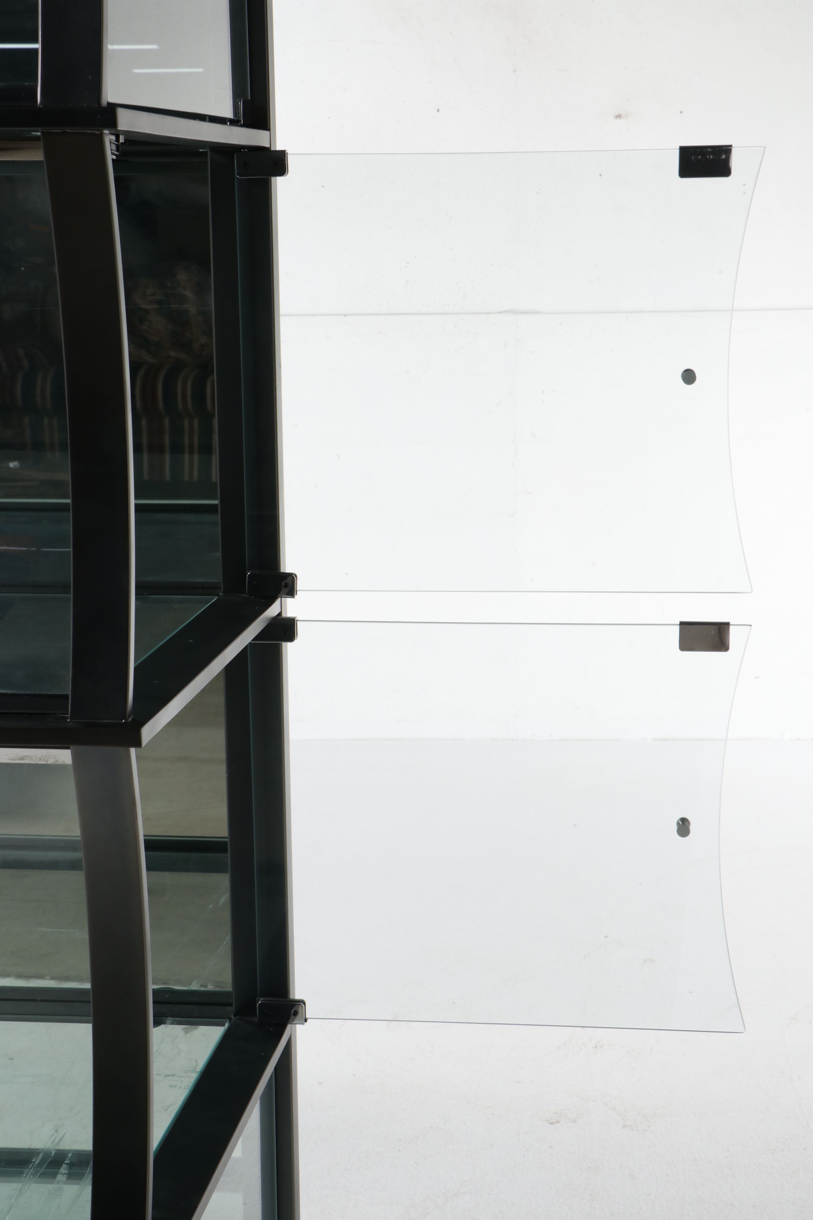 Contemporary Five-Tier Curved Glass and Metal Display Cabinet