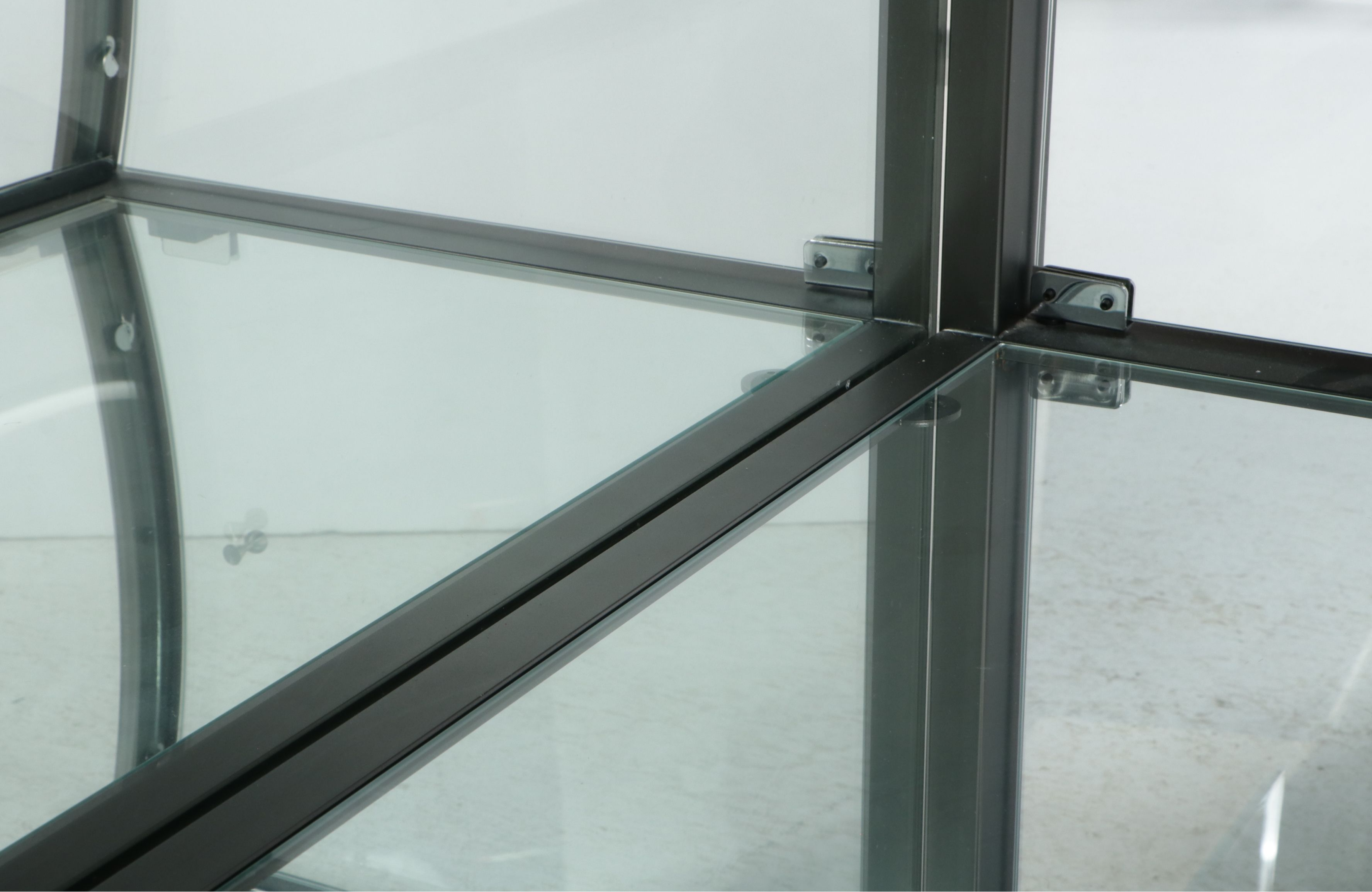 Contemporary Five-Tier Curved Glass and Metal Display Cabinet