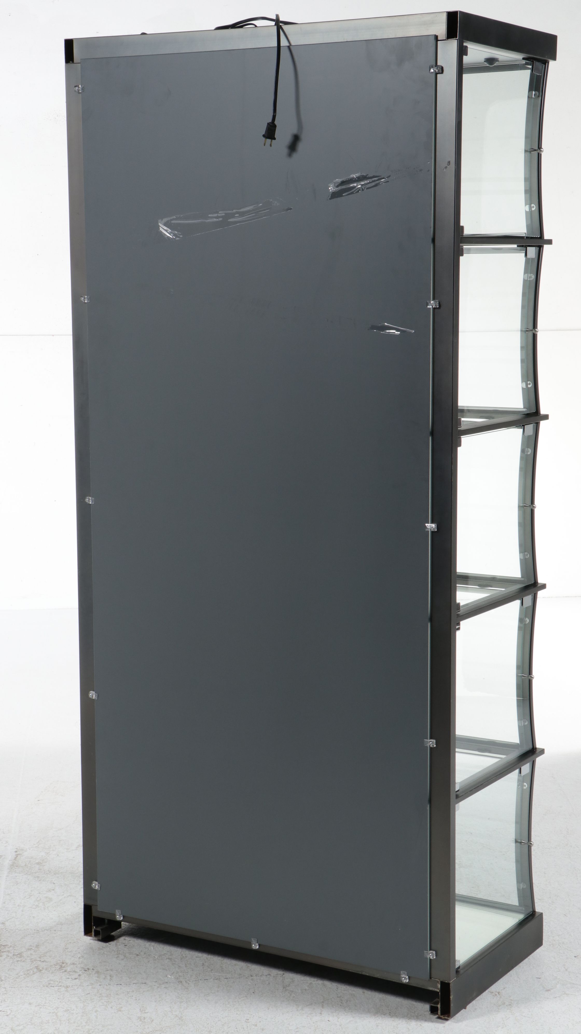 Contemporary Five-Tier Curved Glass and Metal Display Cabinet