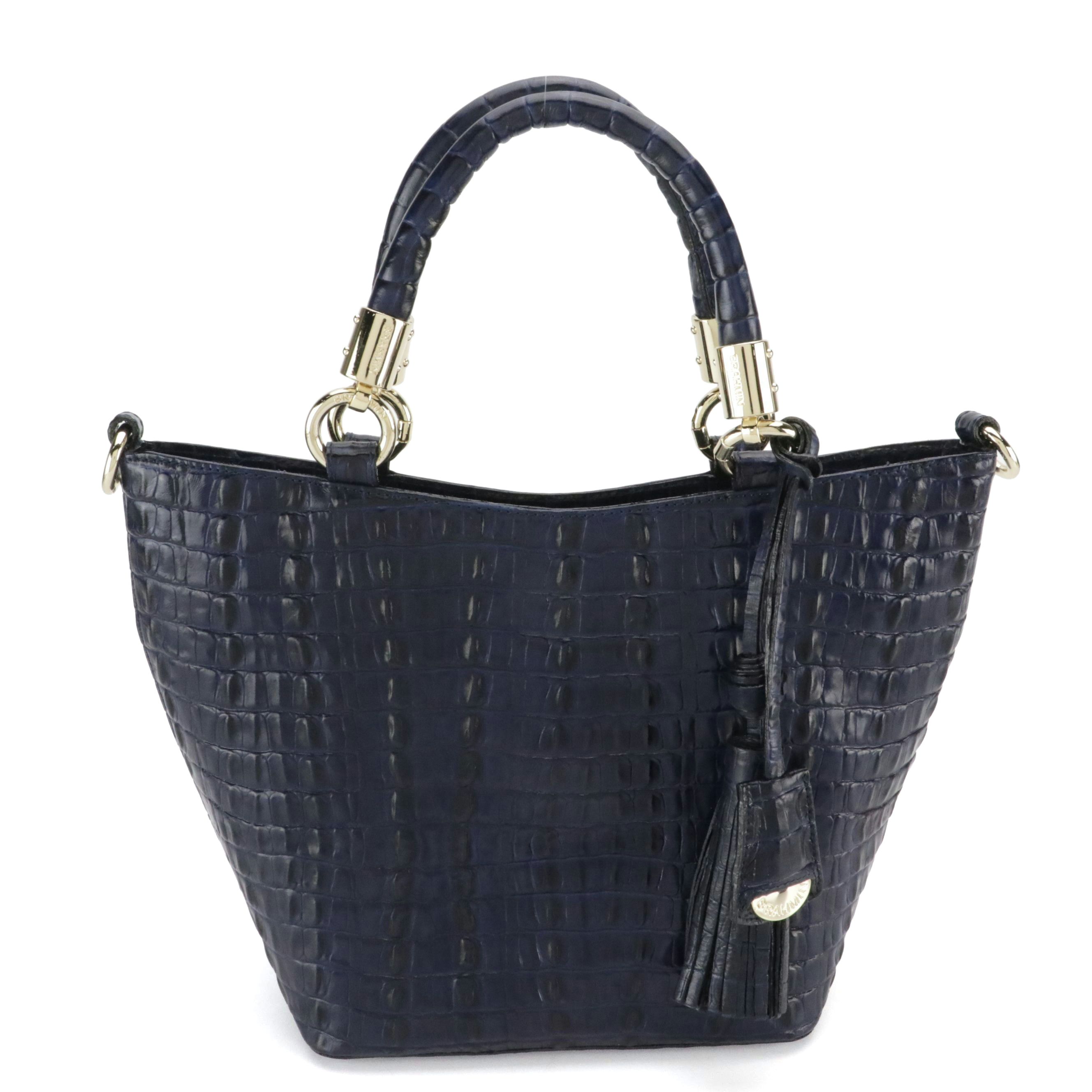 Brahmin Small Sweetheart Two-Way Bag in Ink La Scala Leather, With Tag