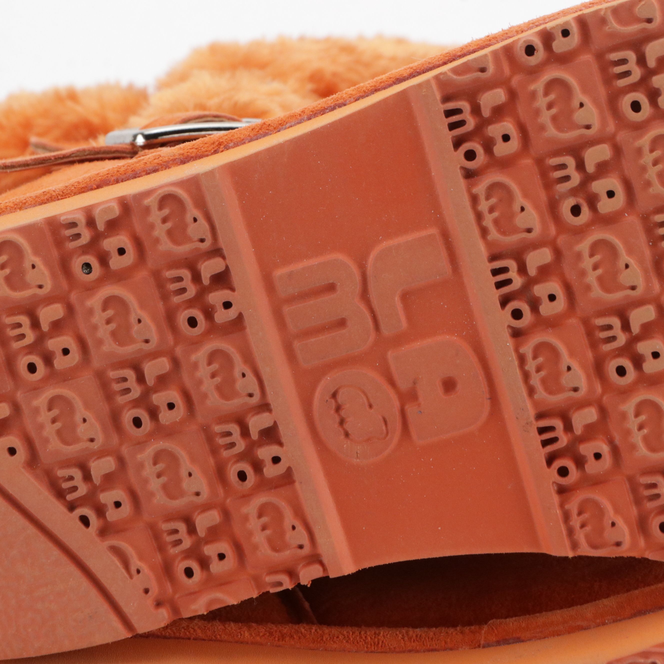 Lamo Orange Faux Sheepskin Shearling Buckle Boots, With Box