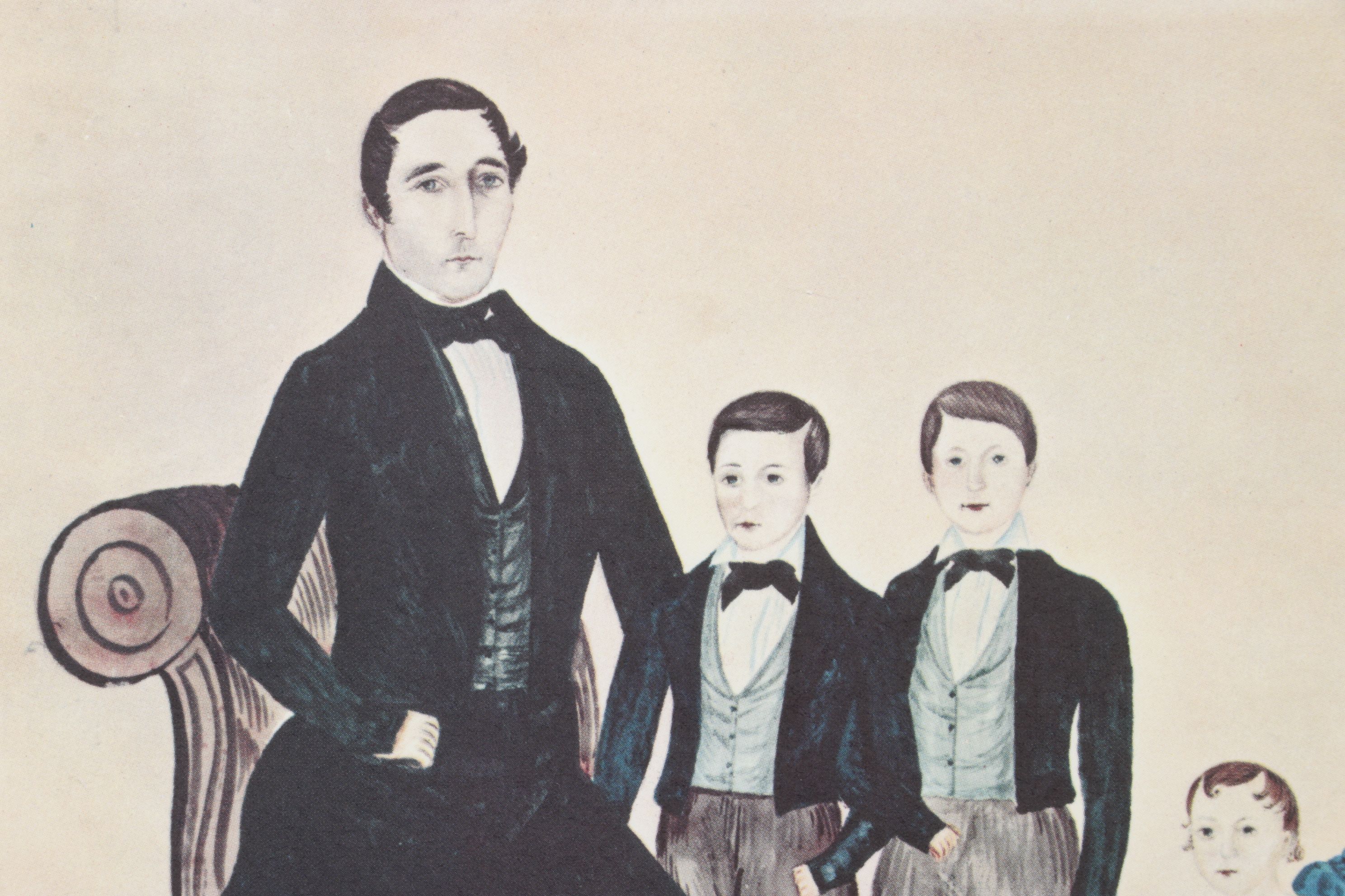 Offset Lithograph "Family Group" Portrait Circa 1840