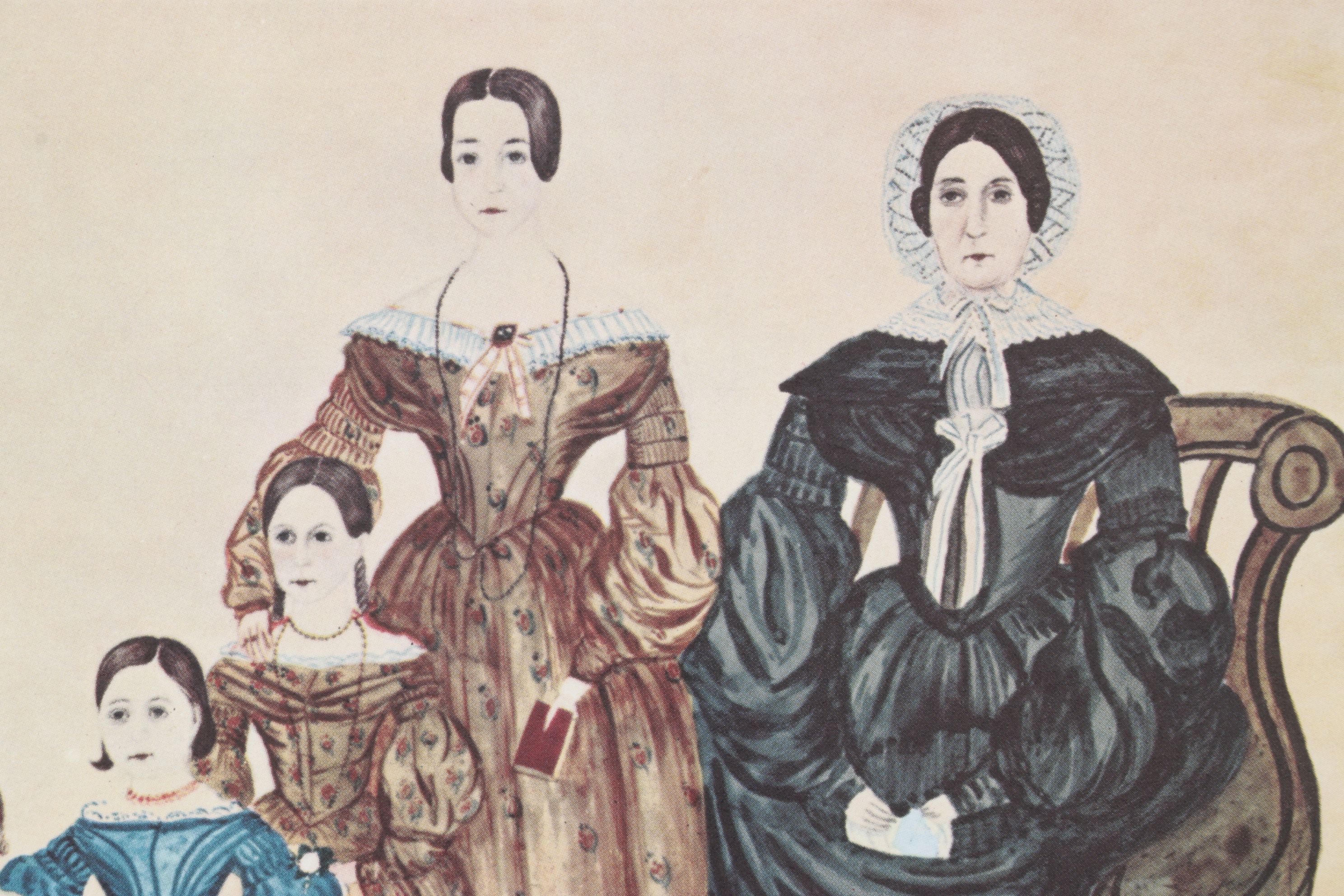 Offset Lithograph "Family Group" Portrait Circa 1840