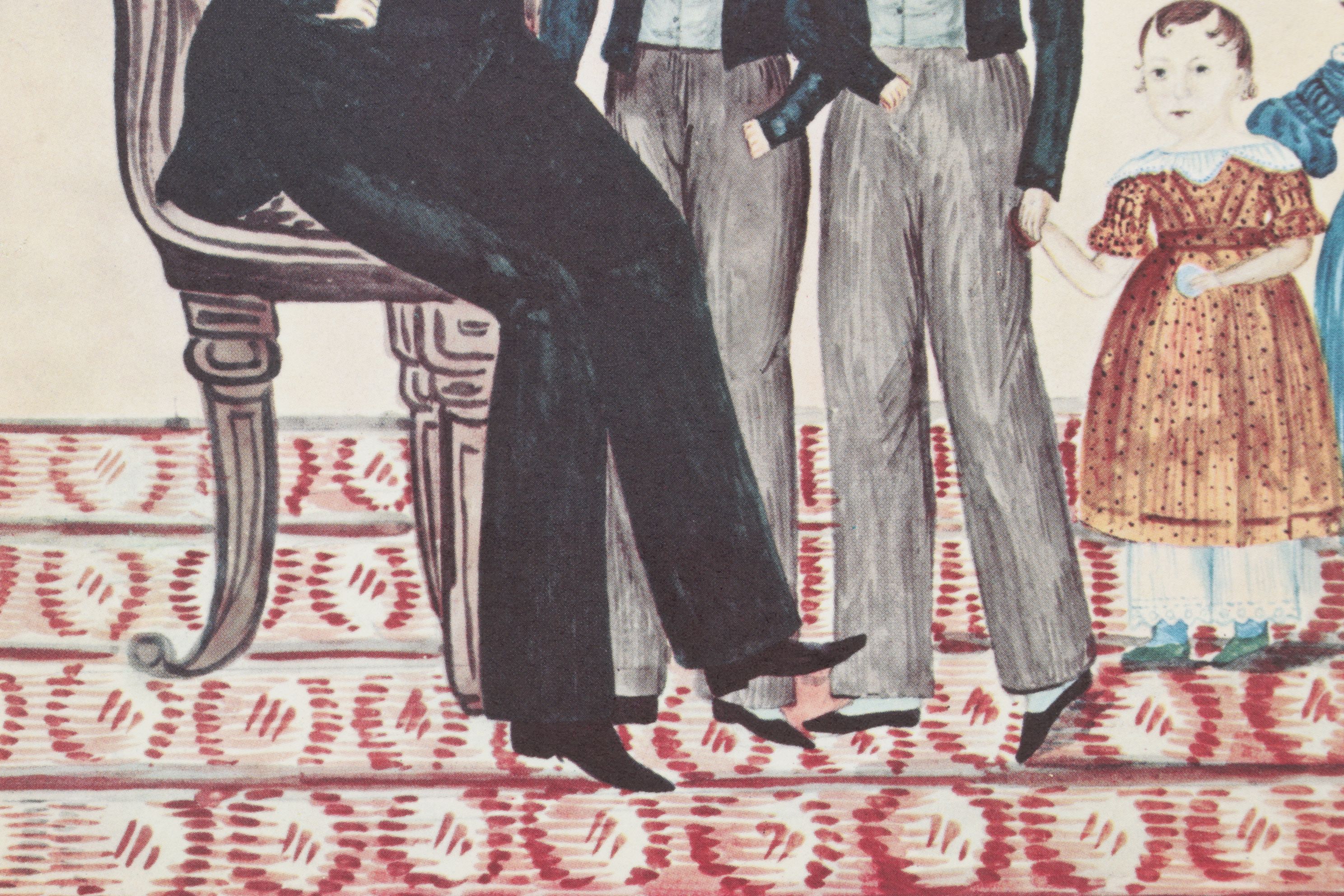 Offset Lithograph "Family Group" Portrait Circa 1840