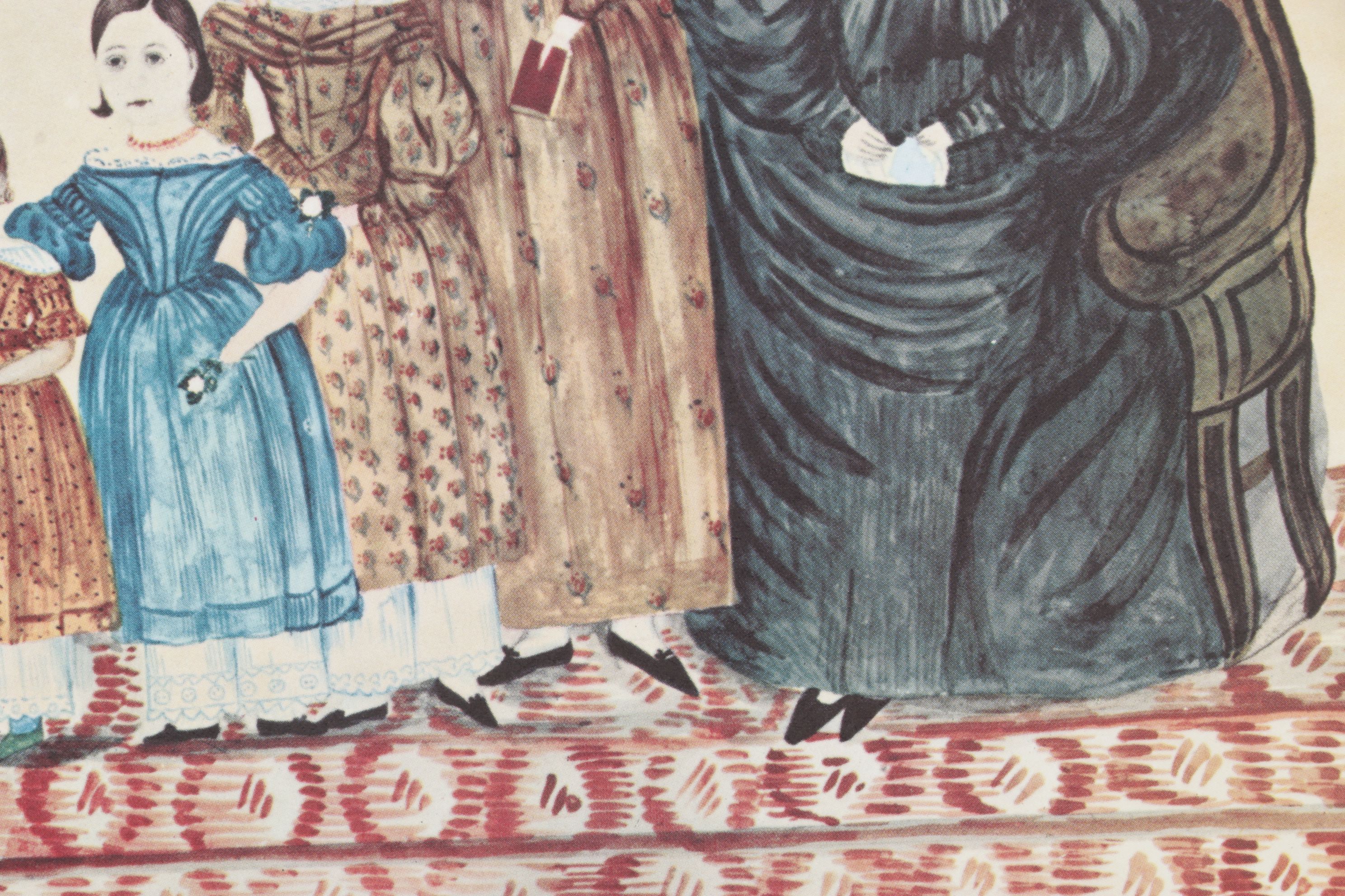 Offset Lithograph "Family Group" Portrait Circa 1840