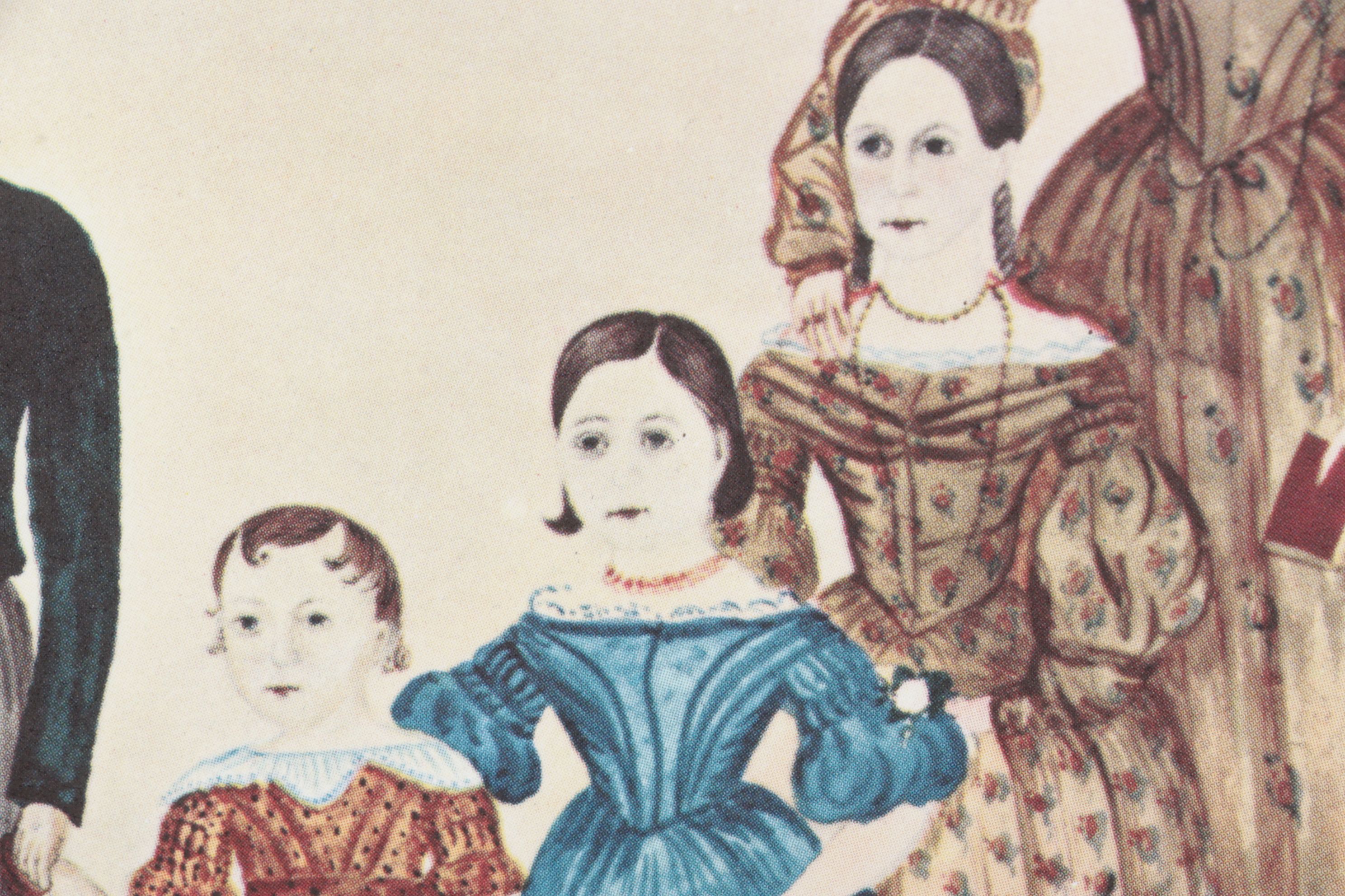 Offset Lithograph "Family Group" Portrait Circa 1840