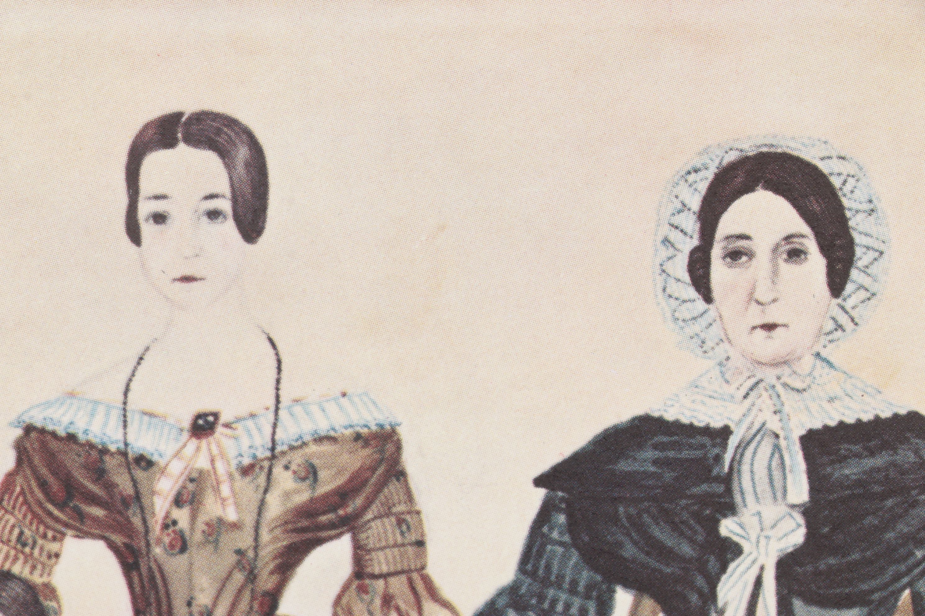 Offset Lithograph "Family Group" Portrait Circa 1840