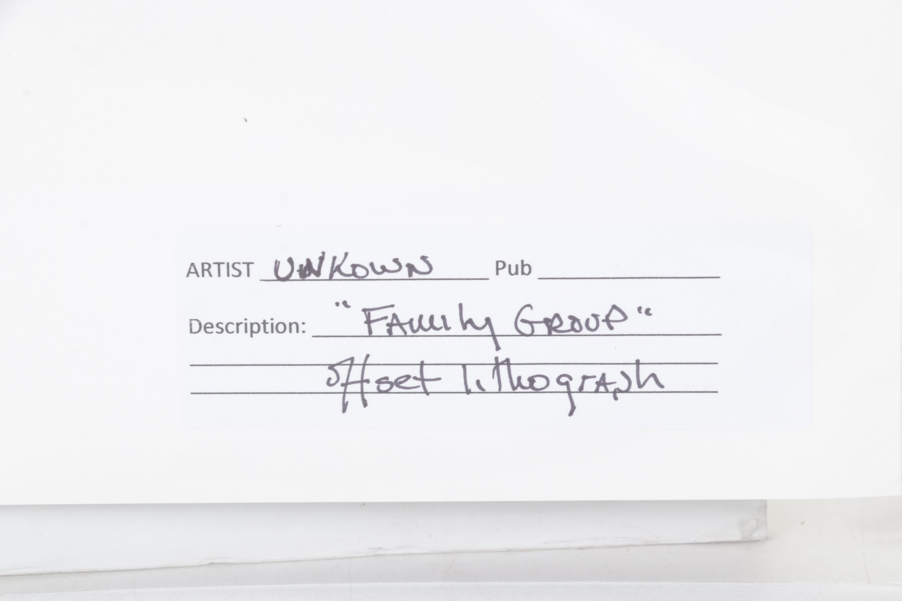 Offset Lithograph "Family Group" Portrait Circa 1840