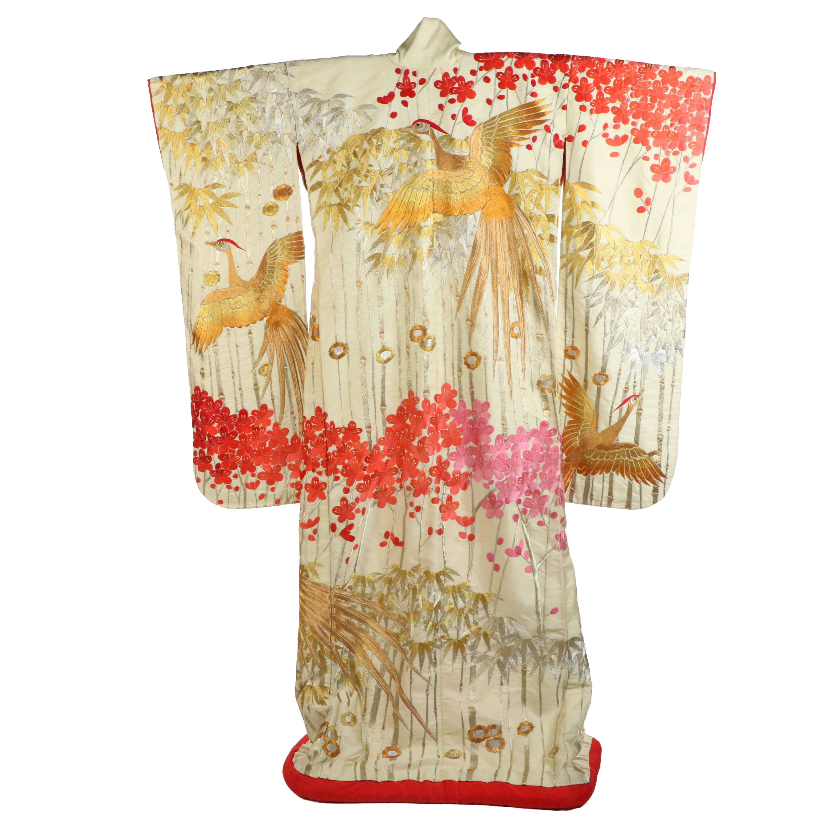 Japanese Gold/Silver Metallic Embroidered Uchikake Wedding Kimono
