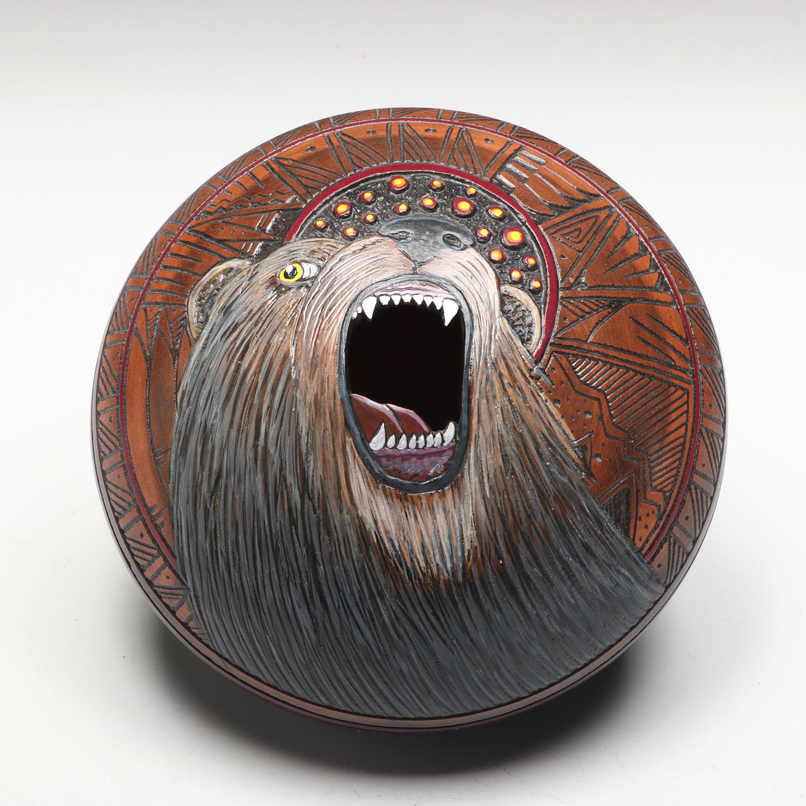 Paul Lansing Navajo Pottery Bowl with Bear Design