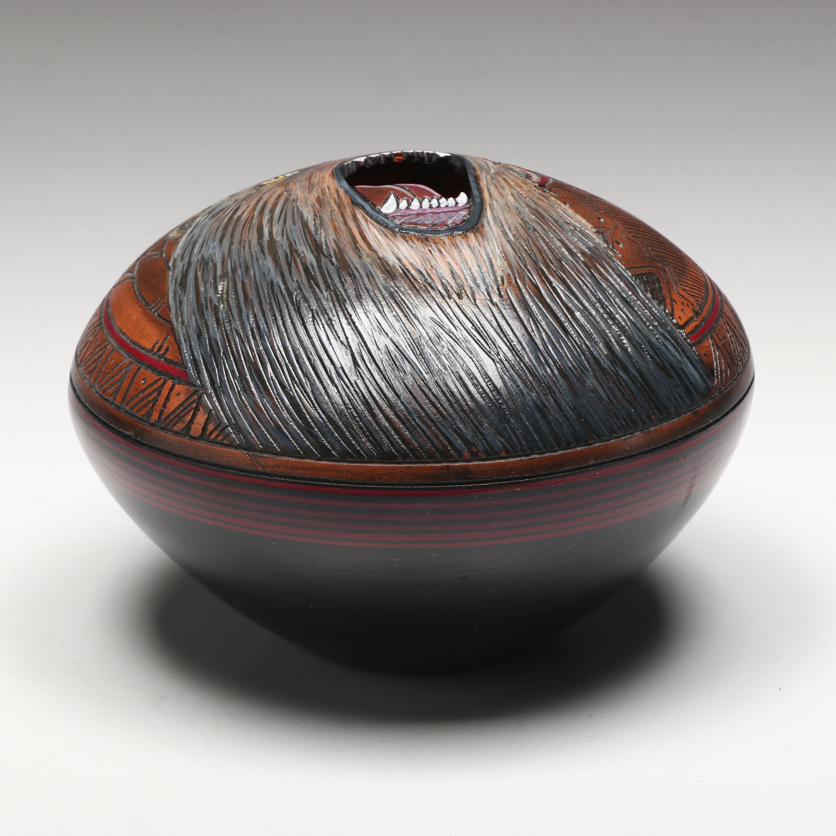 Paul Lansing Navajo Pottery Bowl with Bear Design