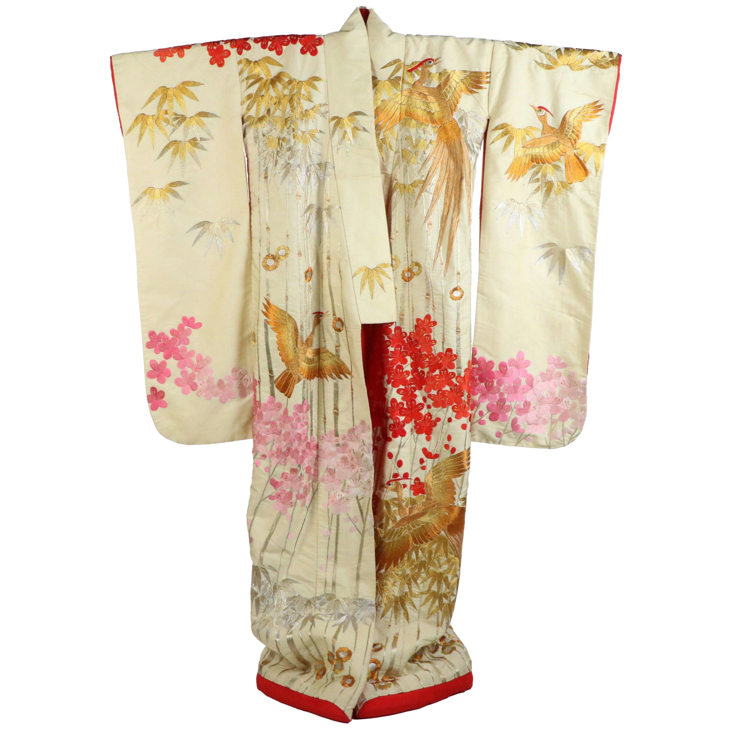 Japanese Gold/Silver Metallic Embroidered Uchikake Wedding Kimono
