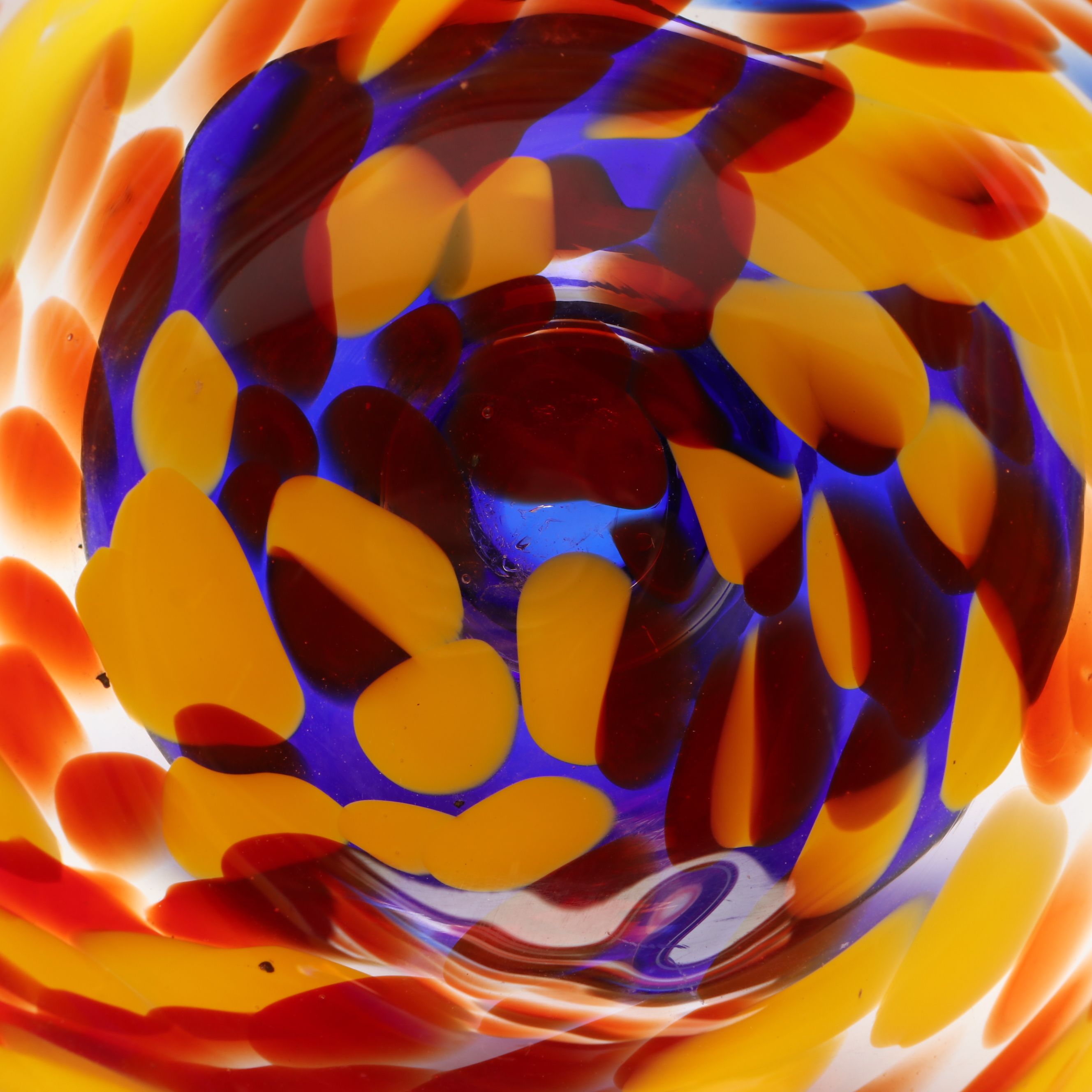 Wako Cobalt Grape Glass Paperweight with Multicolor Art Glass Footed Bowl