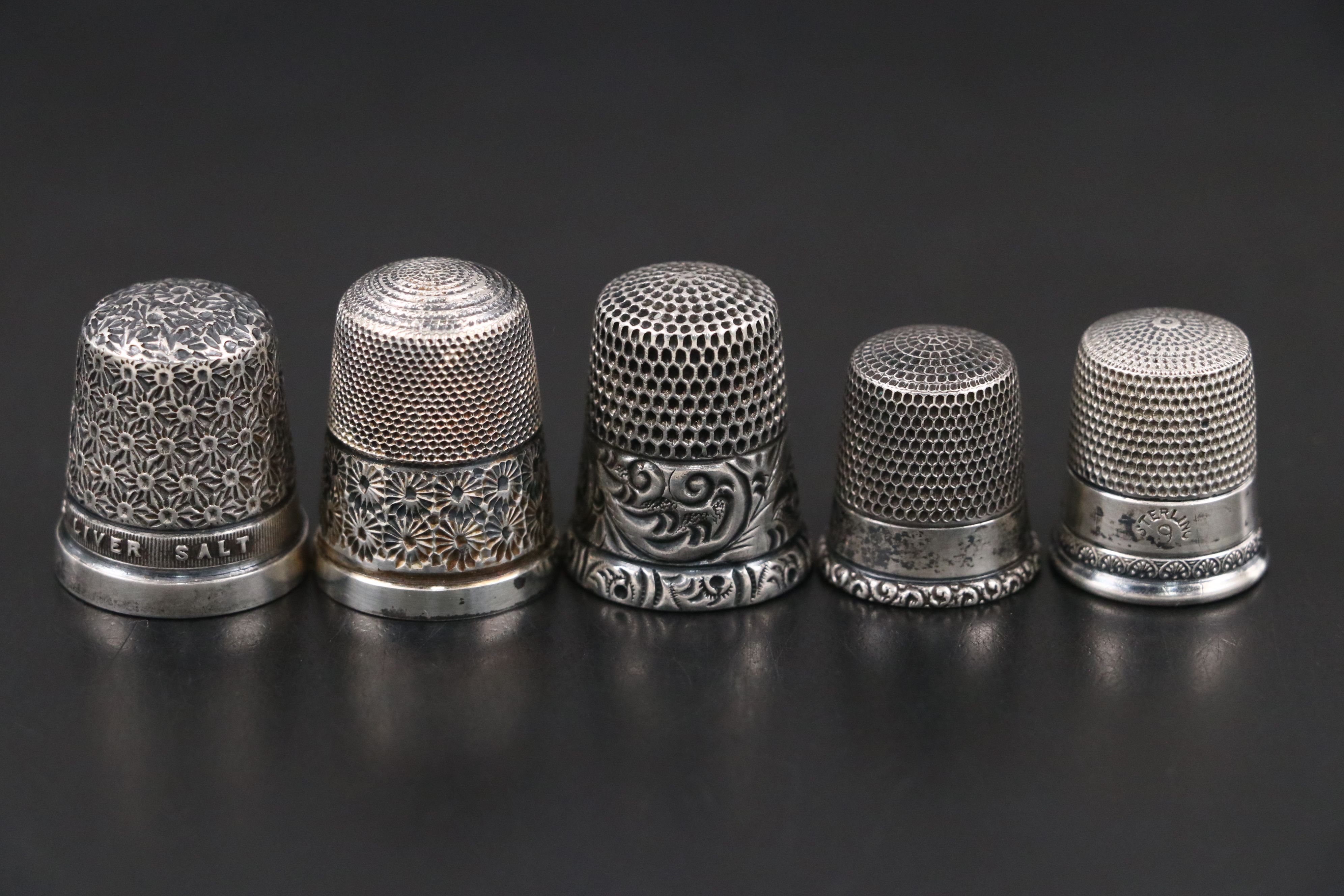 Victorian Style Embroidery Scissors and Sheath, with Sterling Thimbles