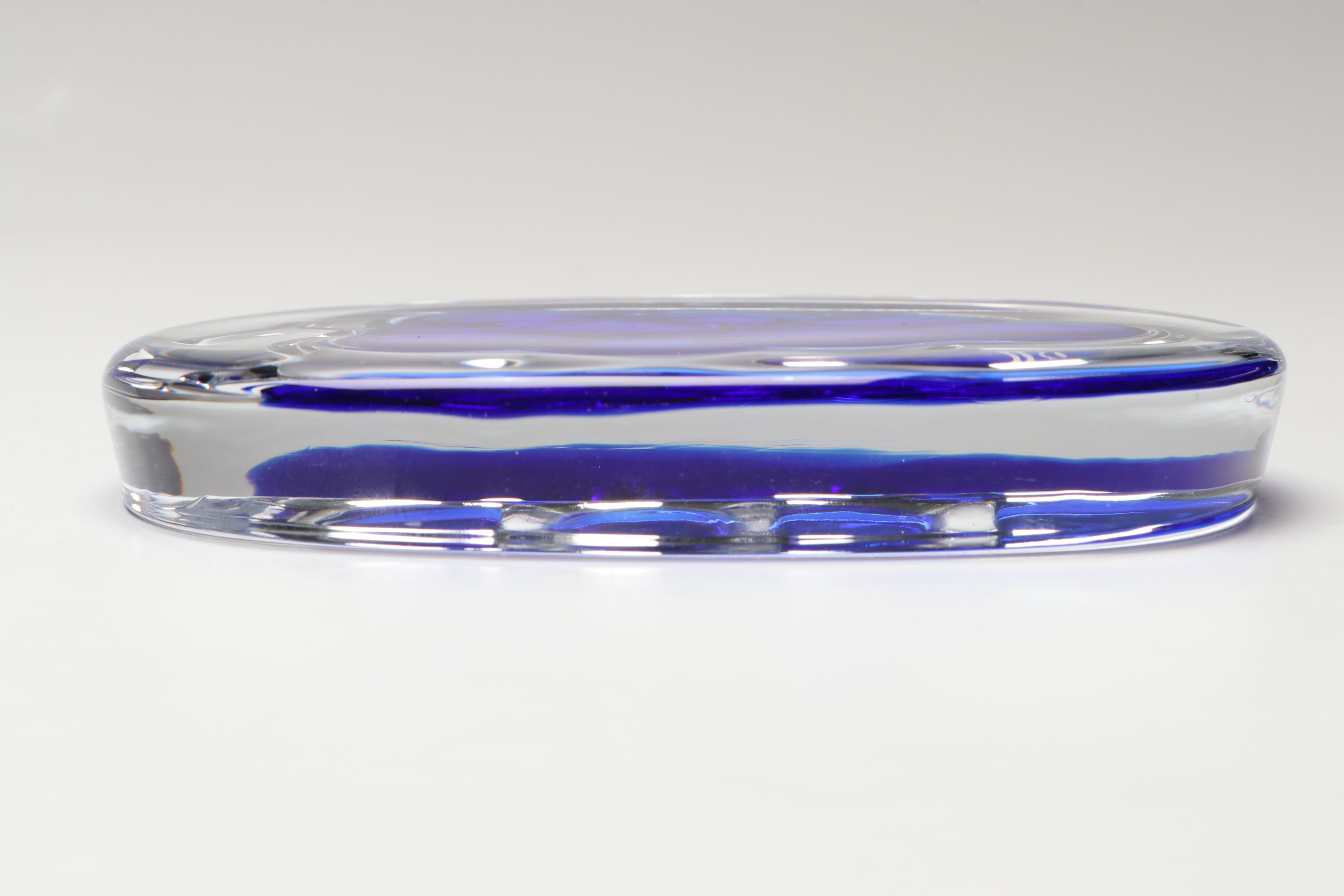 Wako Cobalt Grape Glass Paperweight with Multicolor Art Glass Footed Bowl