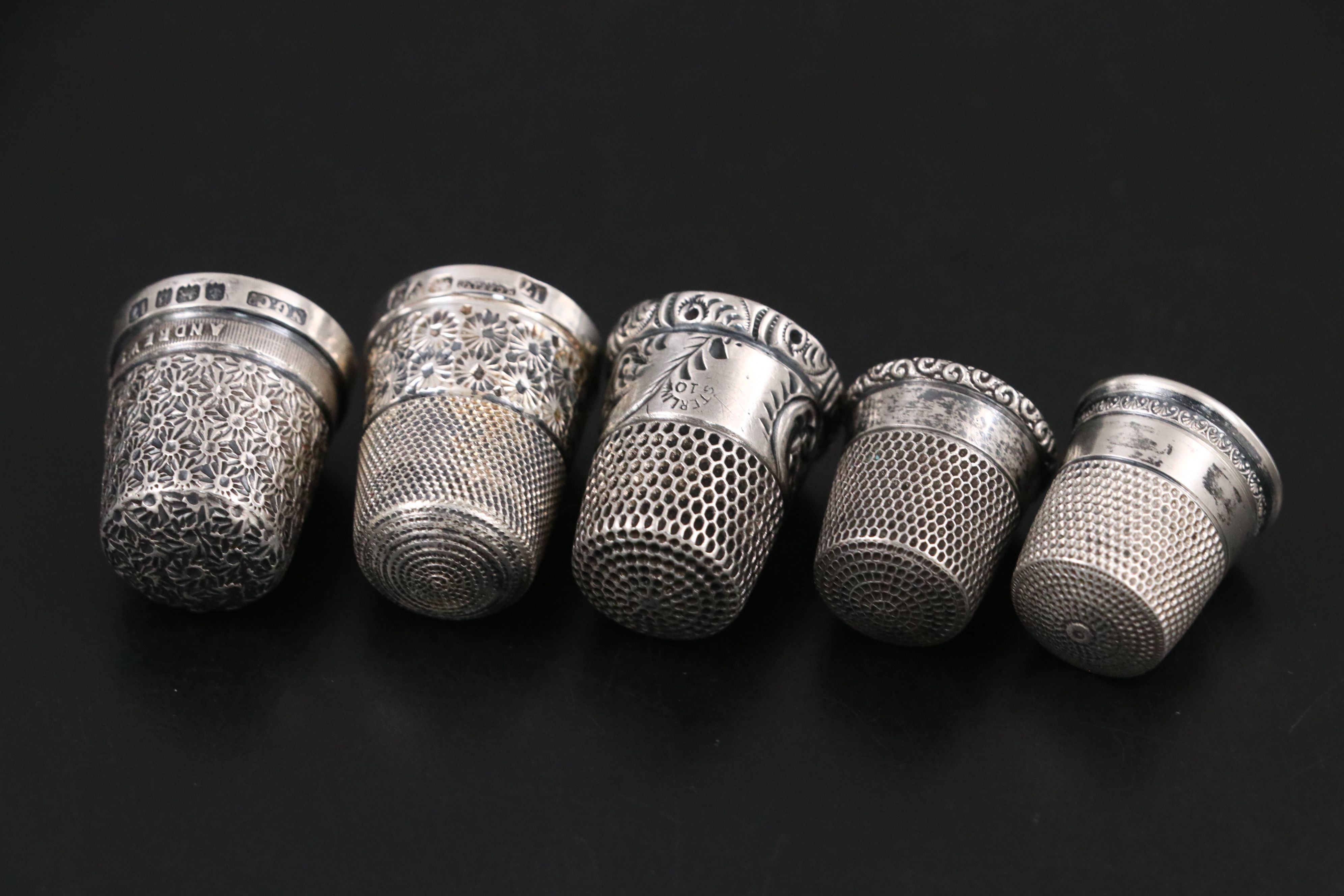 Victorian Style Embroidery Scissors and Sheath, with Sterling Thimbles