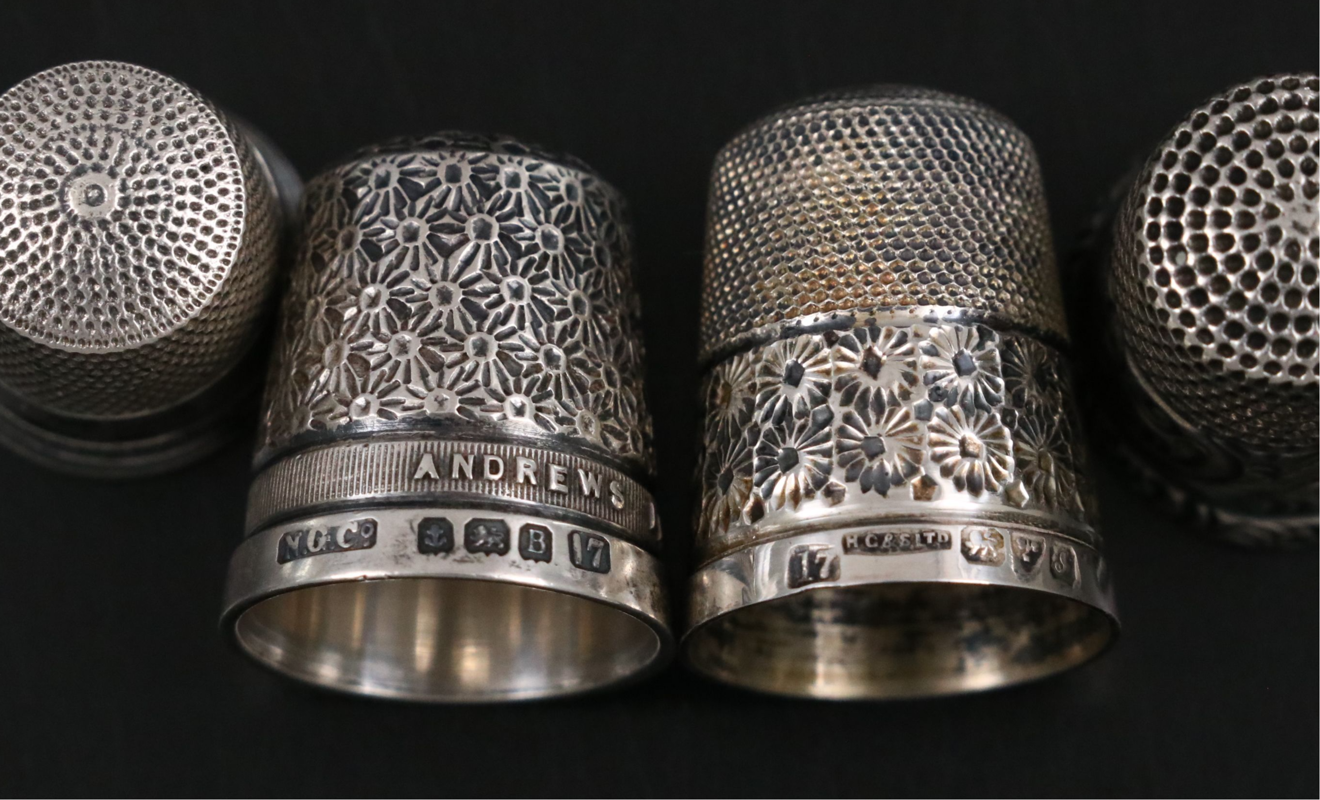 Victorian Style Embroidery Scissors and Sheath, with Sterling Thimbles