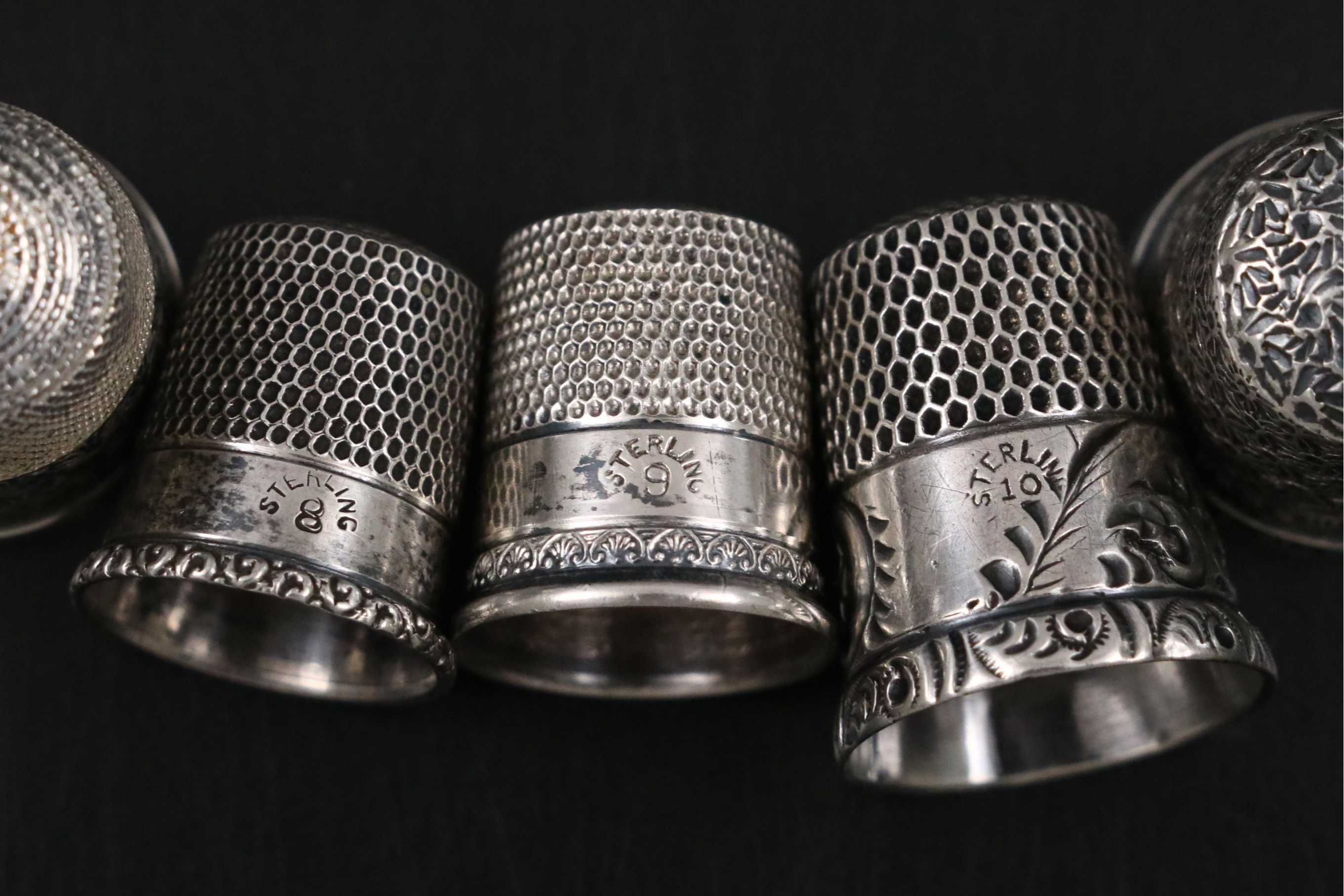 Victorian Style Embroidery Scissors and Sheath, with Sterling Thimbles