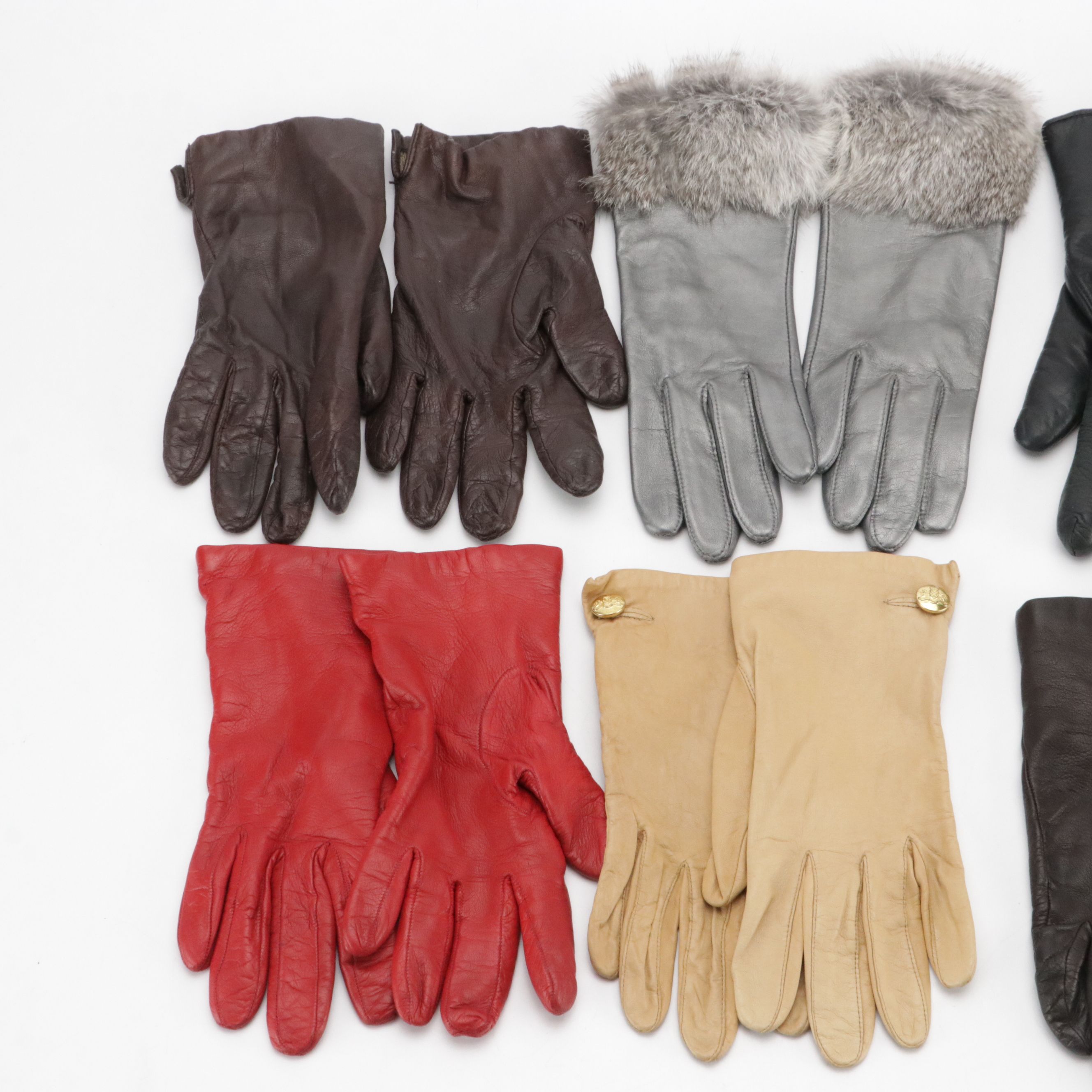 Talbots Leather Gloves, Grandoe Rabbit Fur Lined Gloves, and More