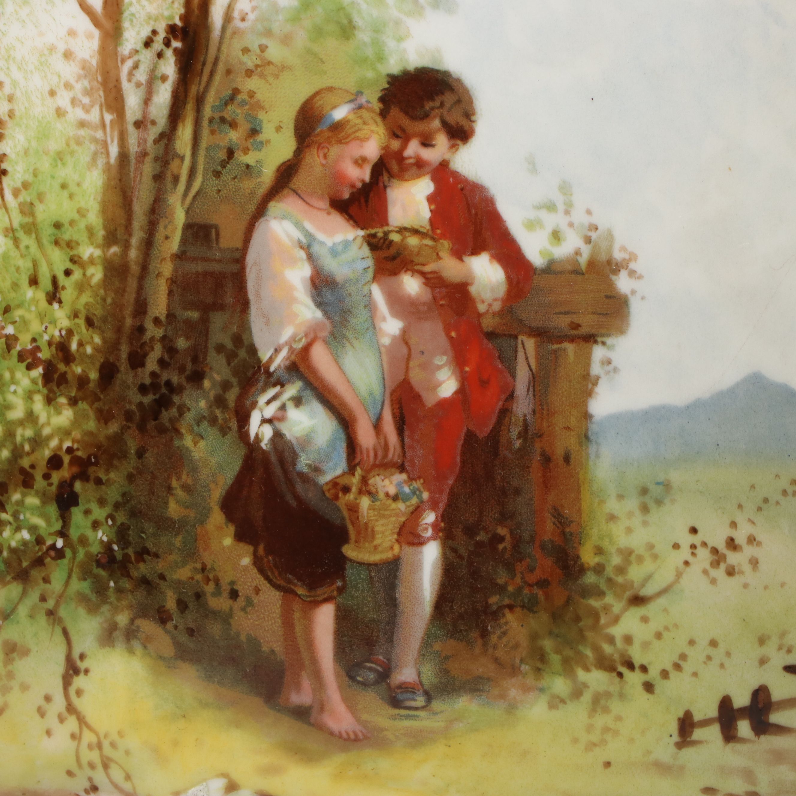 Vintage Pastoral Scene Porcelain Vases