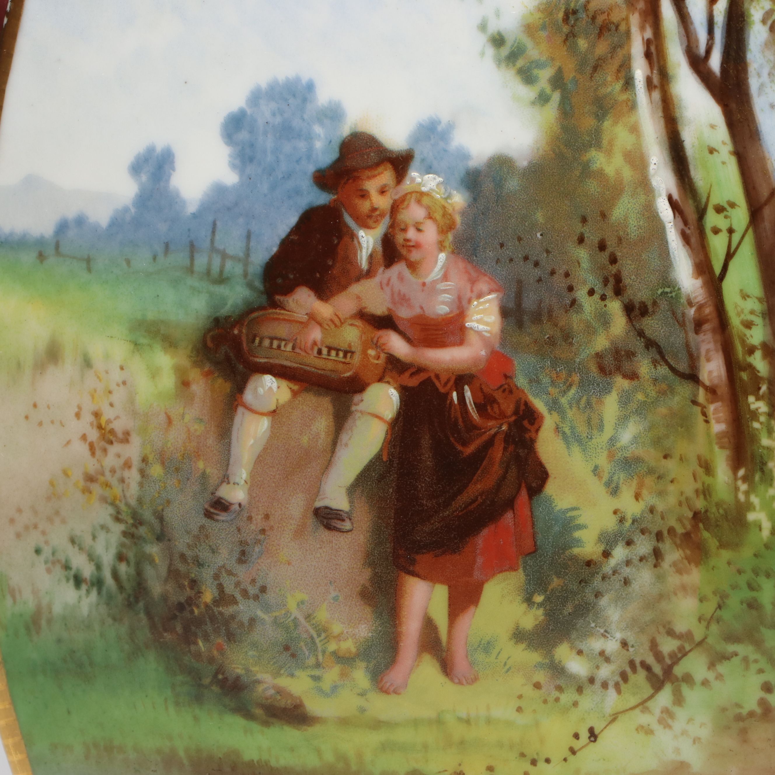 Vintage Pastoral Scene Porcelain Vases