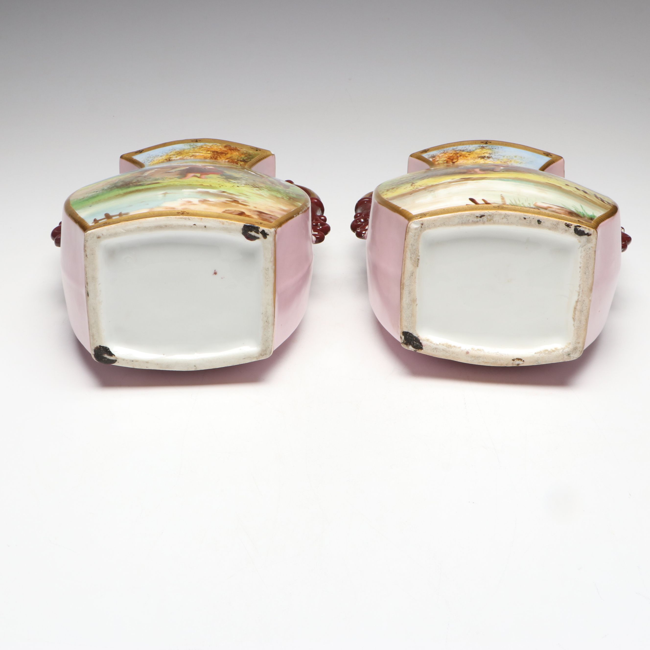 Vintage Pastoral Scene Porcelain Vases