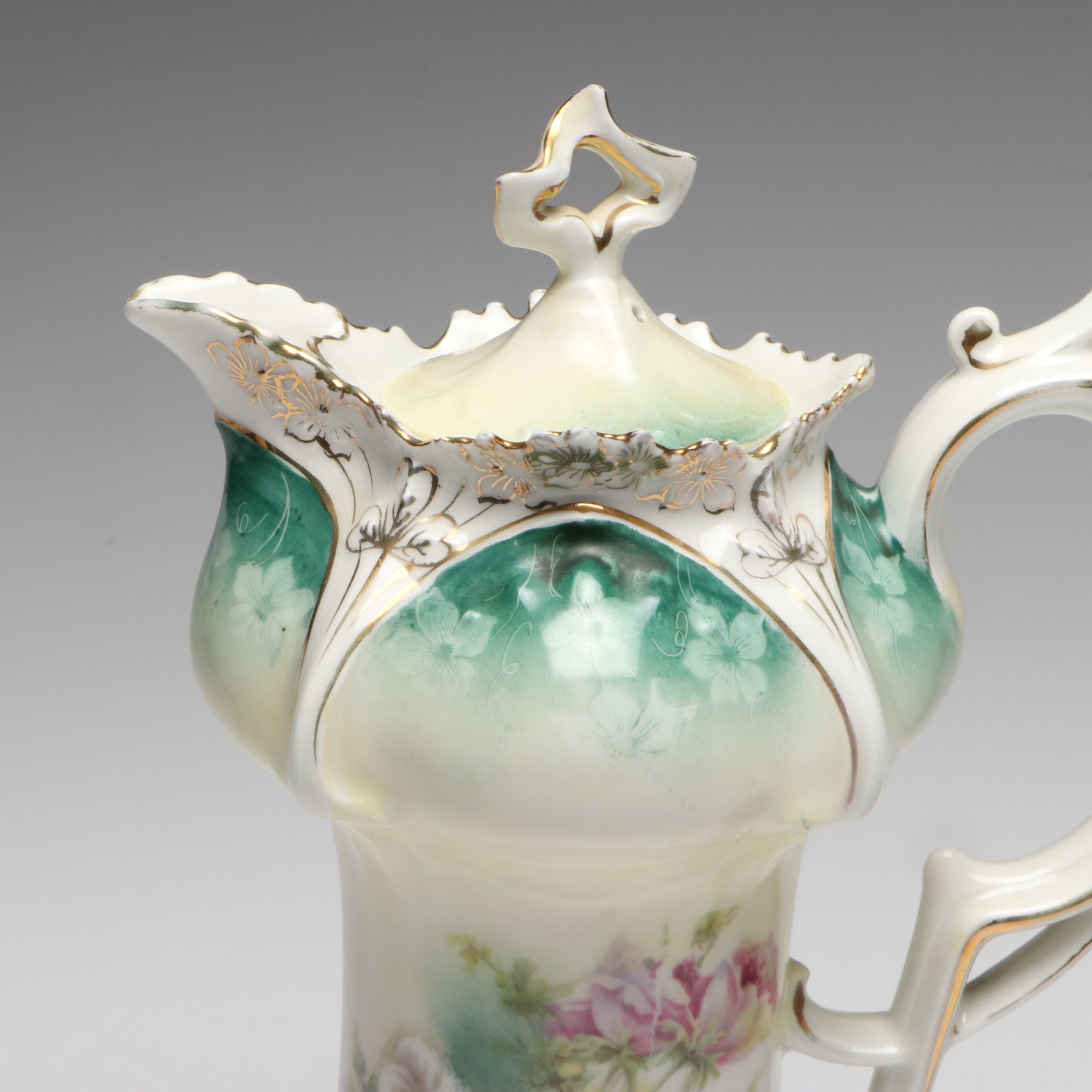 Reinhold Schlegelmilch Floral Porcelain Pitcher with Other Floral Teapot