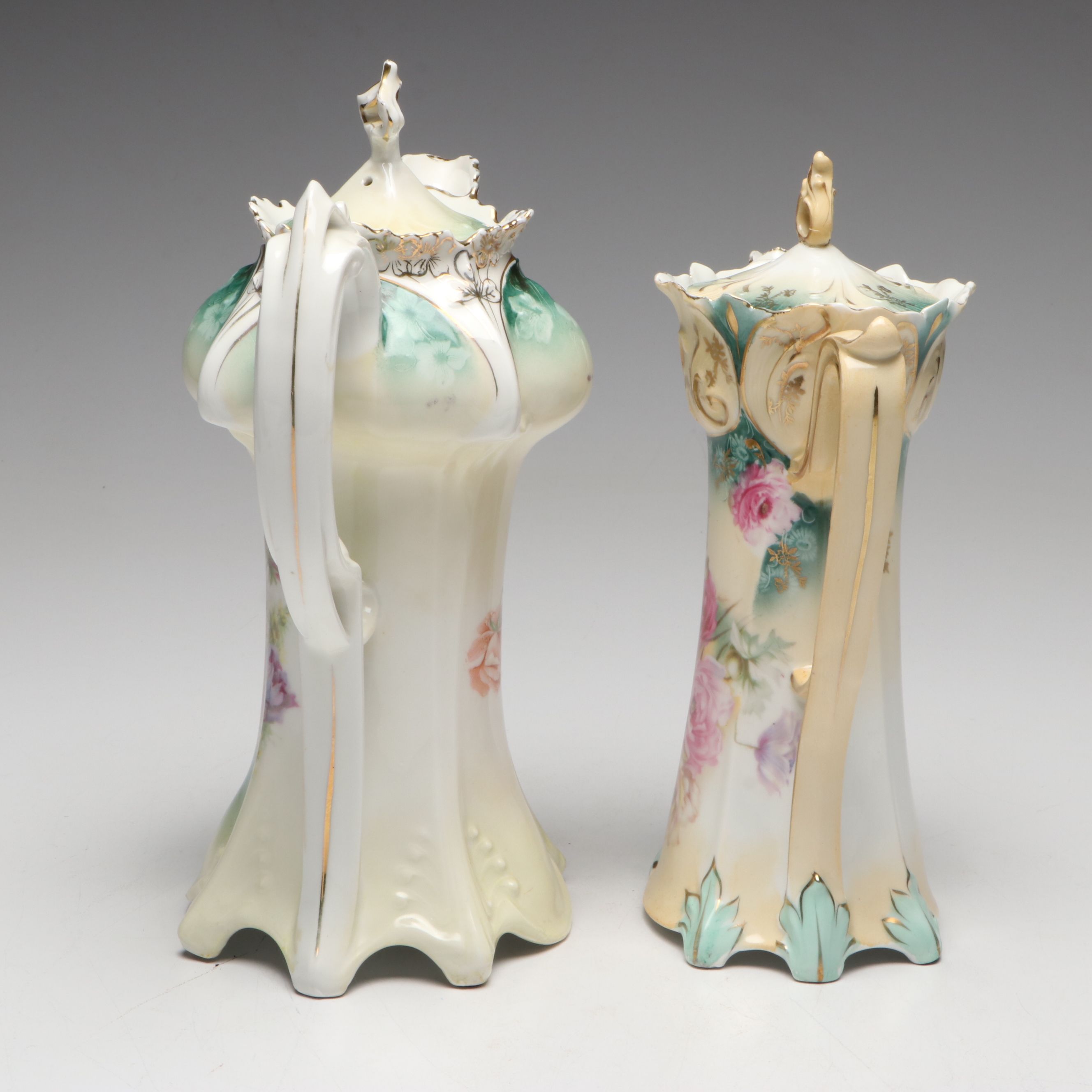 Reinhold Schlegelmilch Floral Porcelain Pitcher with Other Floral Teapot