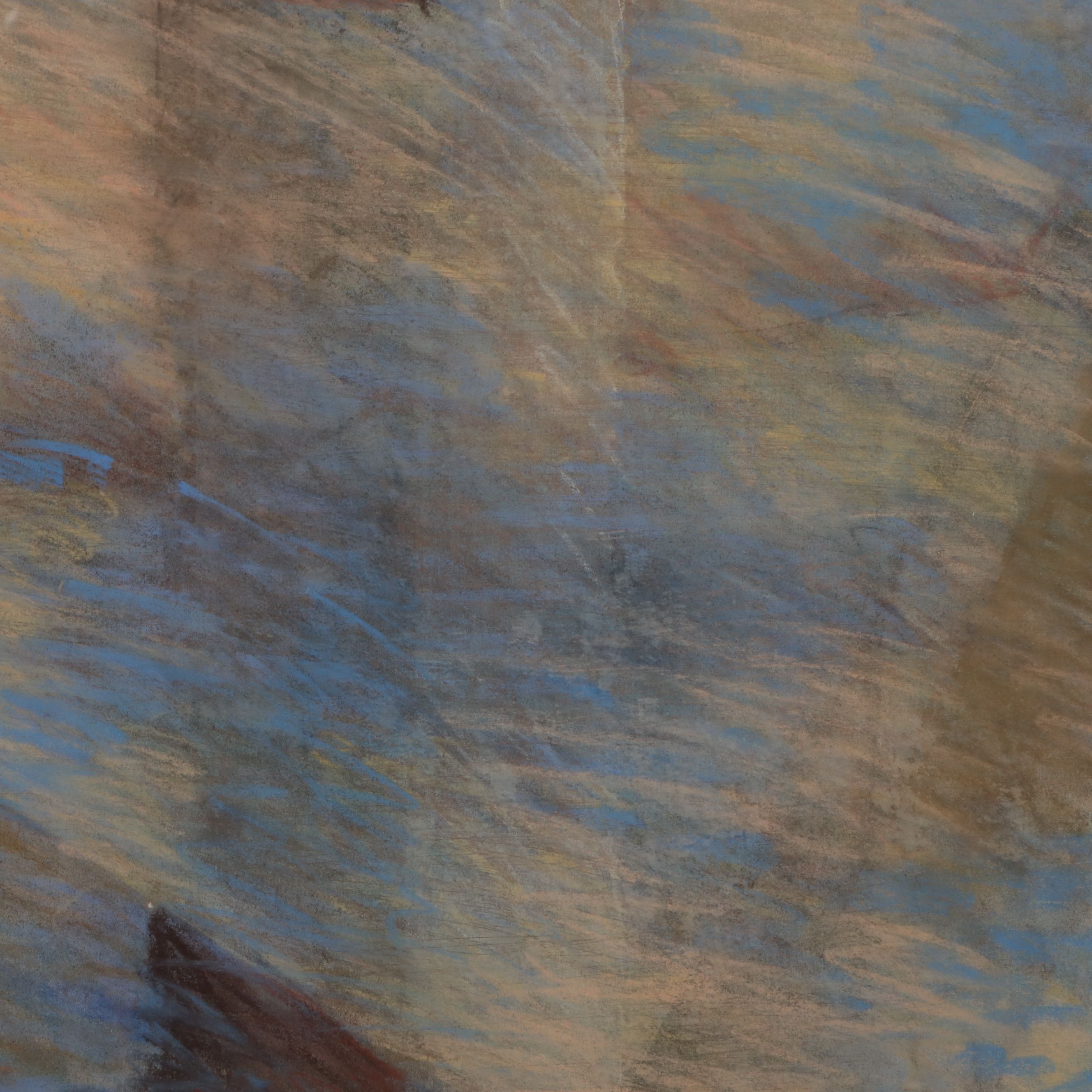 Marcy Edelstein Abstract Chalk Pastel Drawings "At The Edge," Late 20th Century