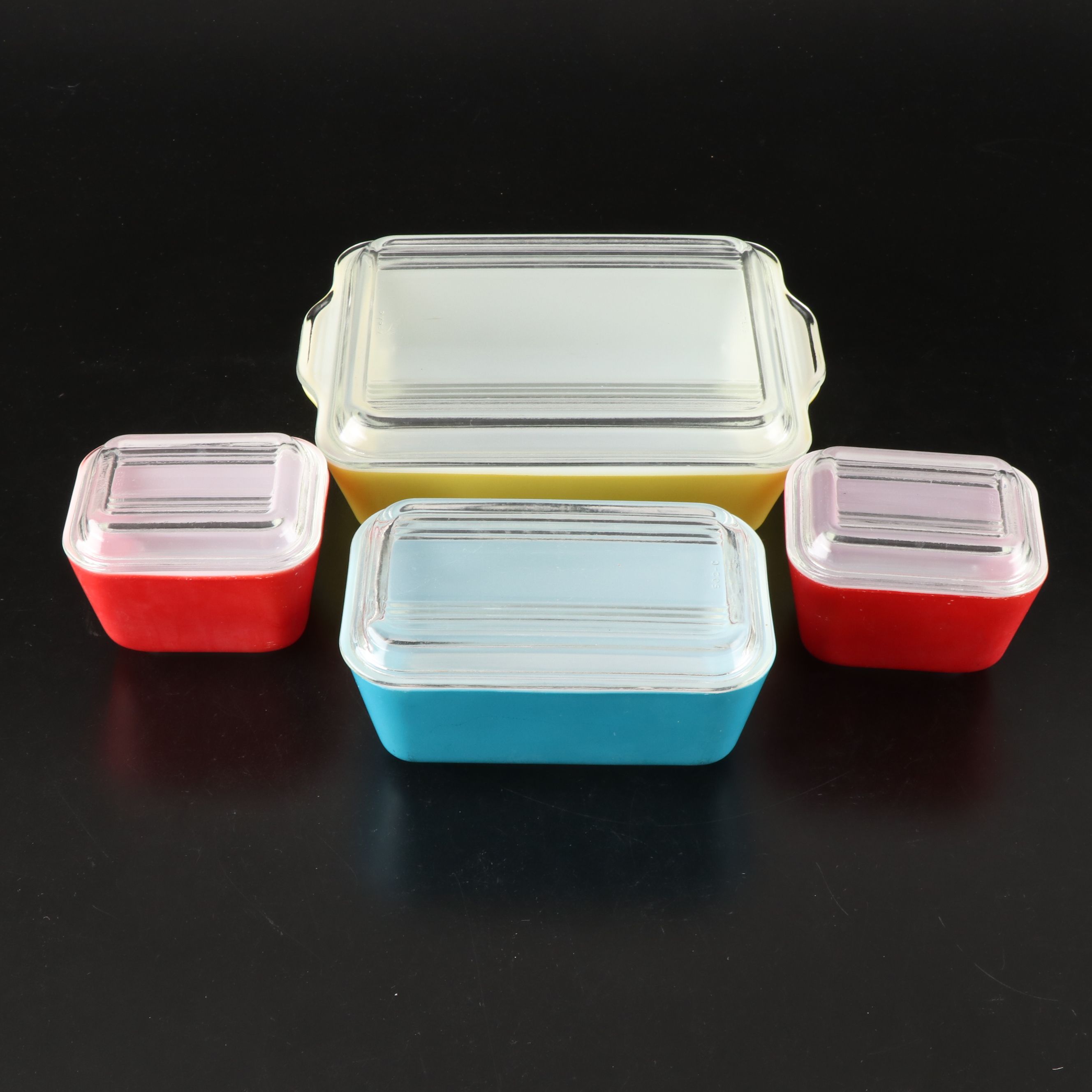 Pyrex "Primary Colors" Glass Refrigerator Boxes, Mid-20th Century