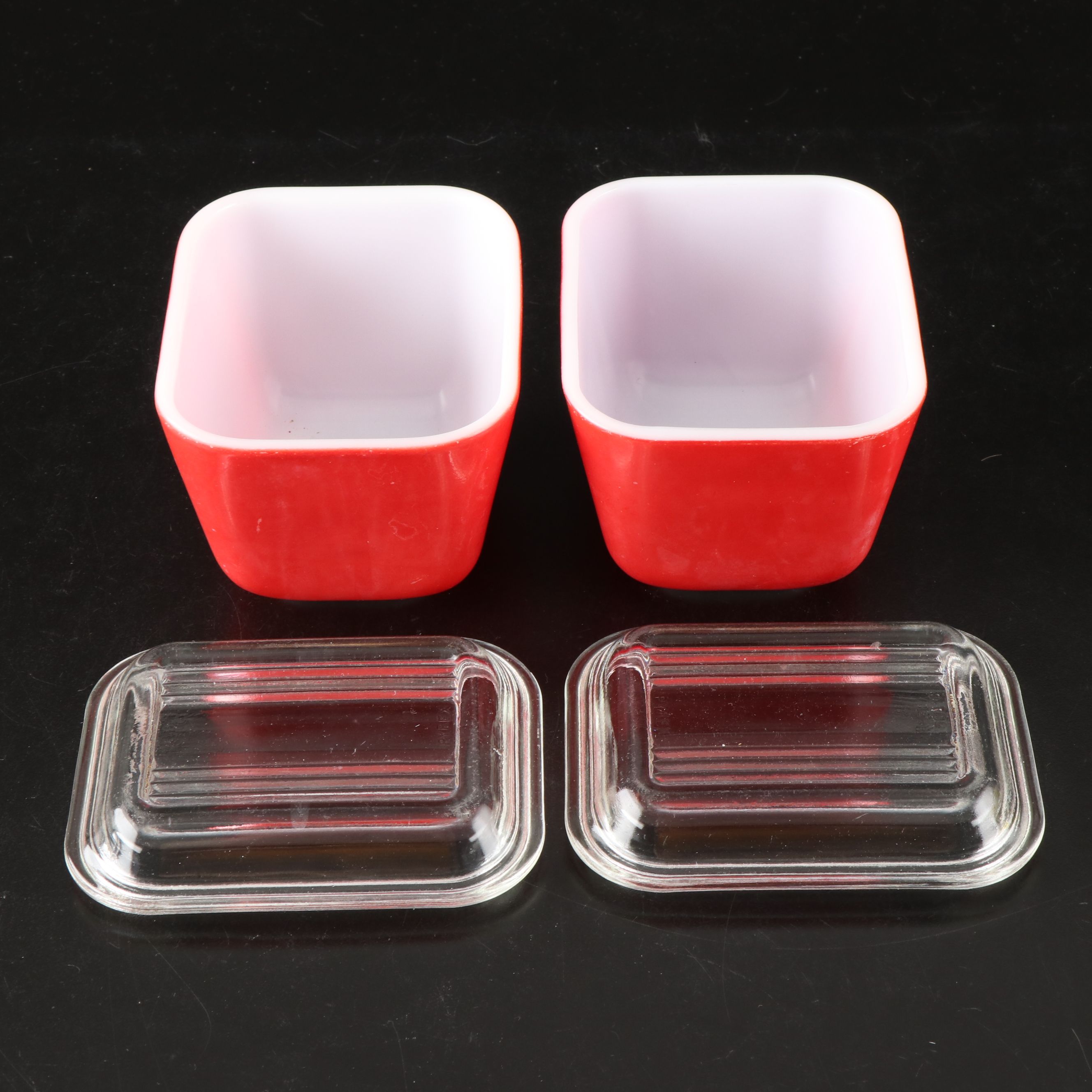Pyrex "Primary Colors" Glass Refrigerator Boxes, Mid-20th Century