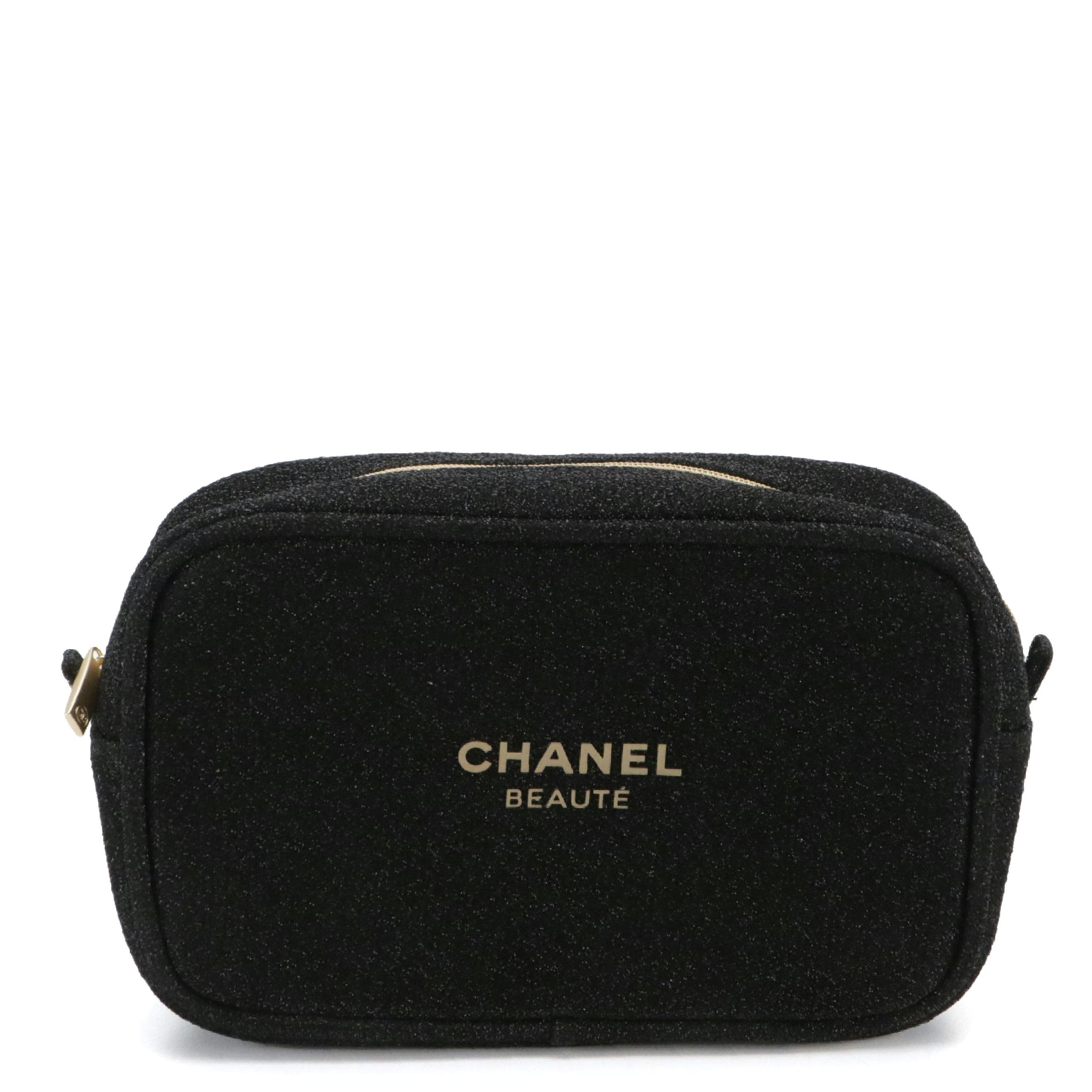 Chanel Beauté Promotional Black Glitter Cosmetic Pouch, With Box