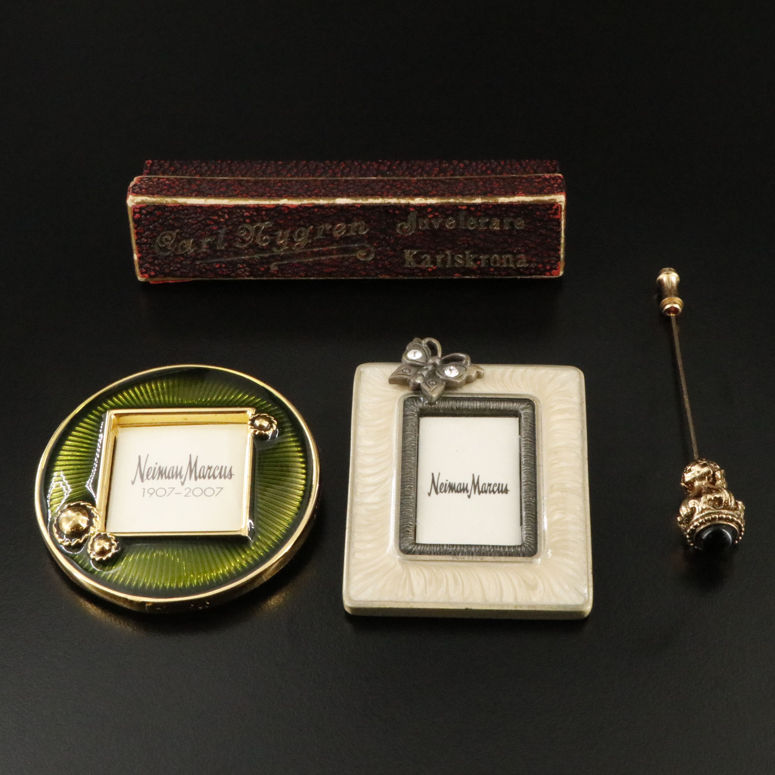 Jay Strongwater Rhinestone & Enamel Photo Frames with Stickpin