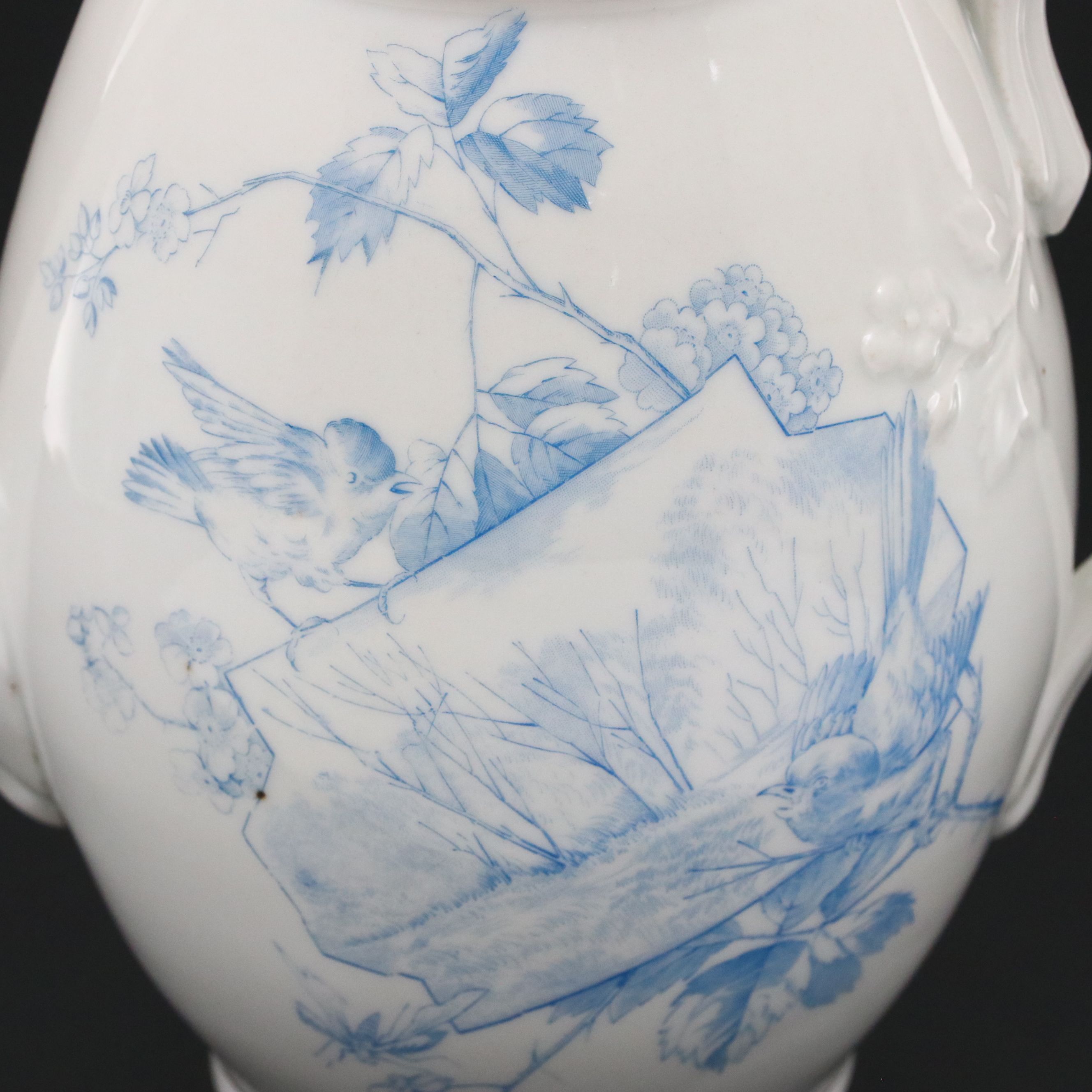 Aesthetic Movement Scenic Landscape with Birds Transferware Porcelain Teapot