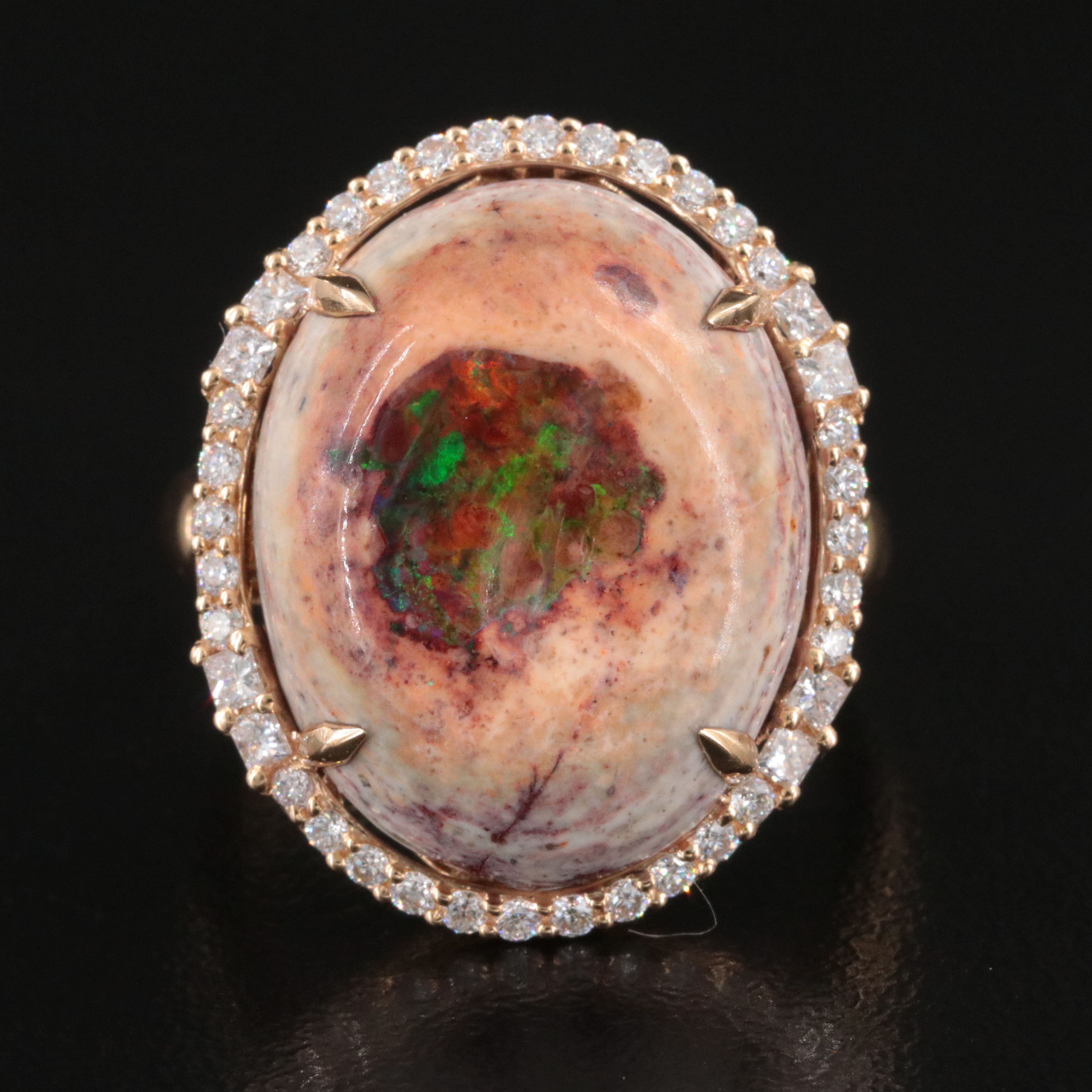 Chromia 18K Cantera Opal and Diamond Halo Ring