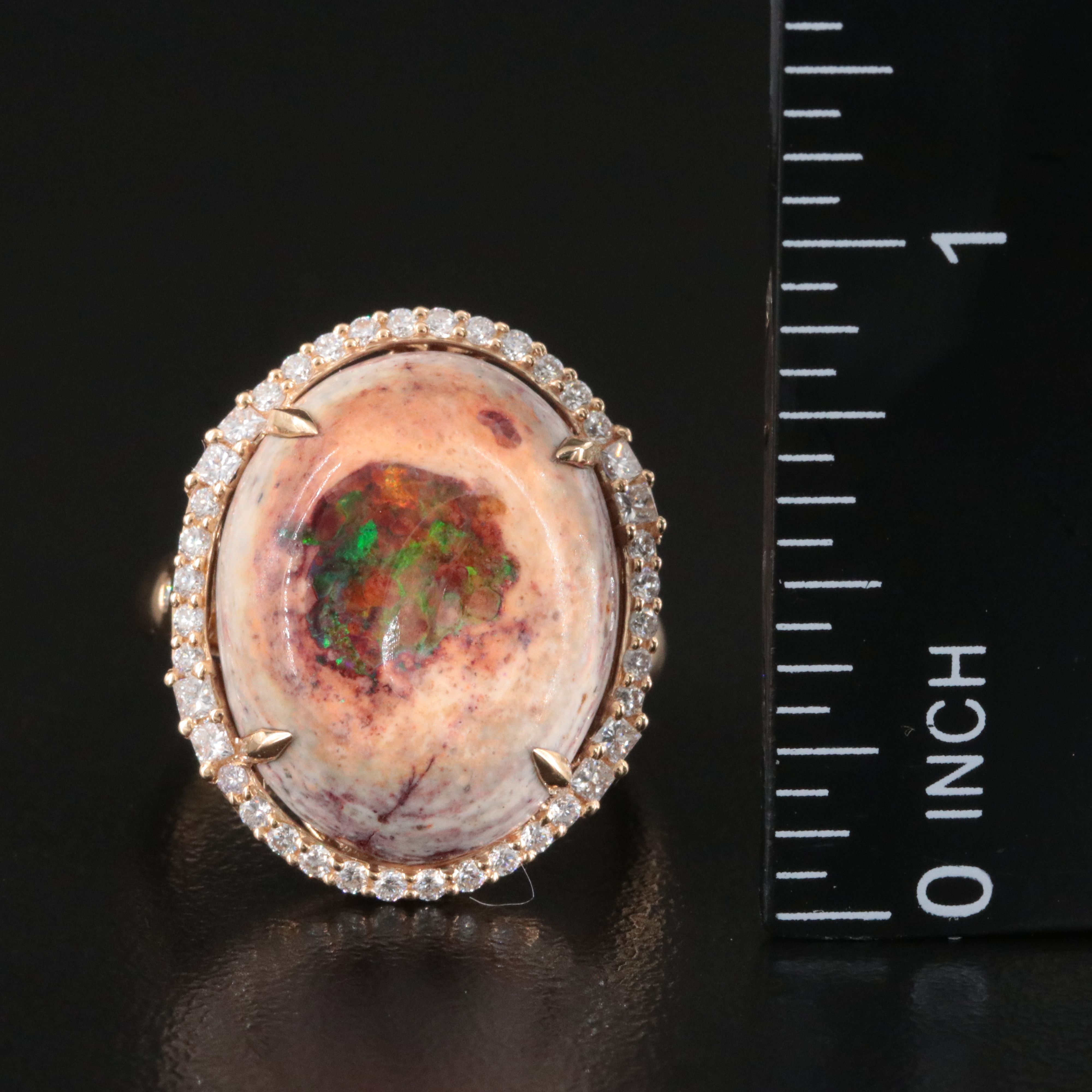 Chromia 18K Cantera Opal and Diamond Halo Ring