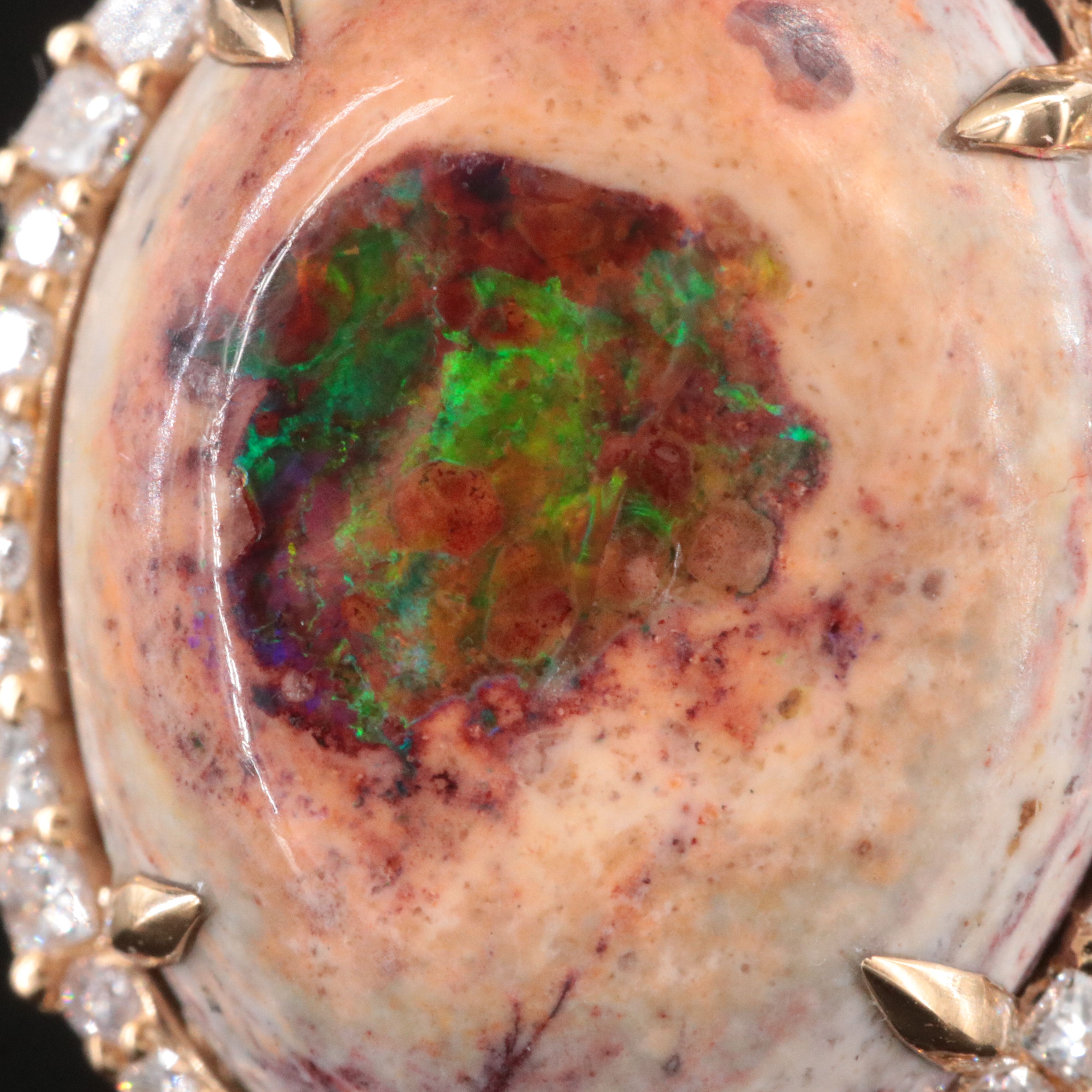 Chromia 18K Cantera Opal and Diamond Halo Ring