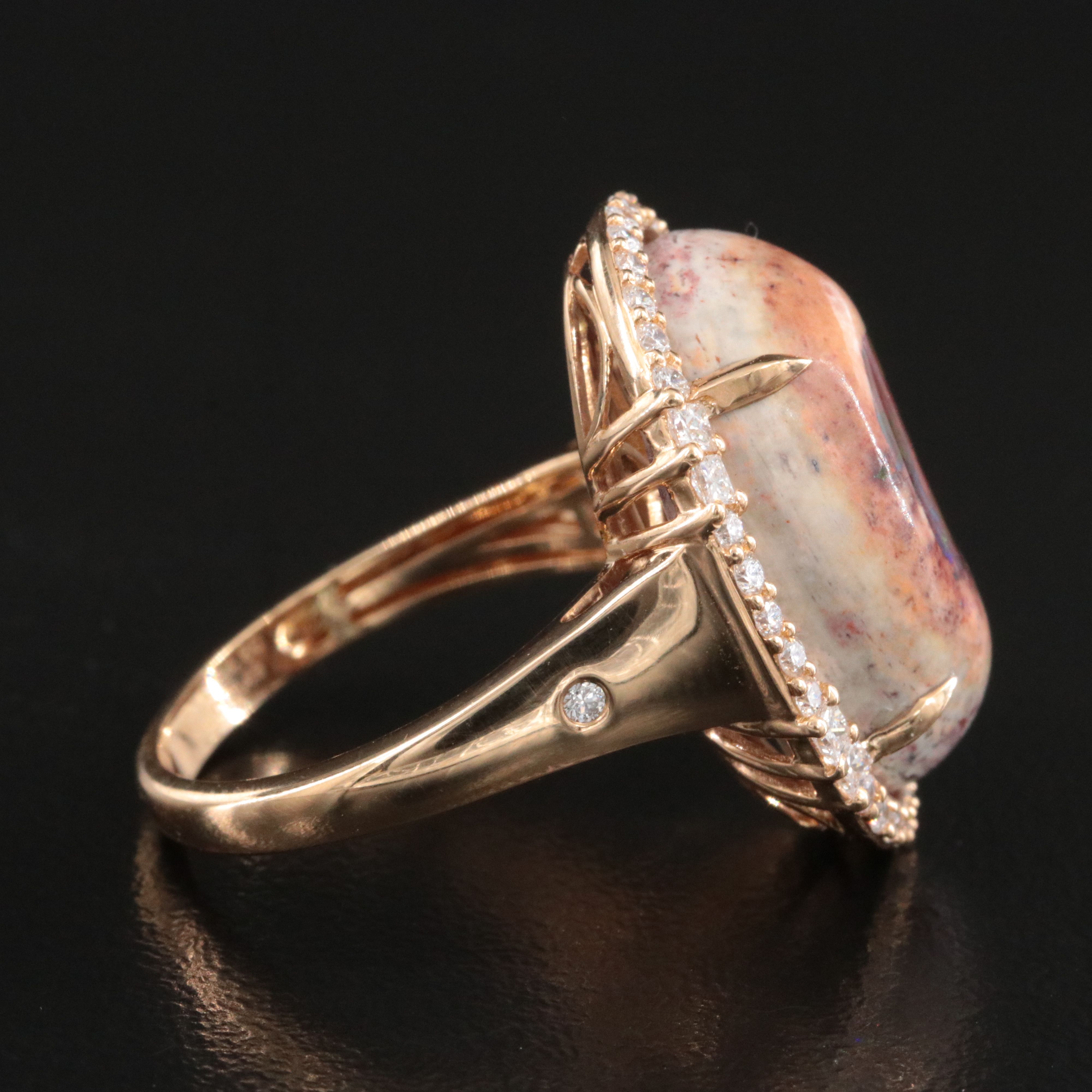 Chromia 18K Cantera Opal and Diamond Halo Ring