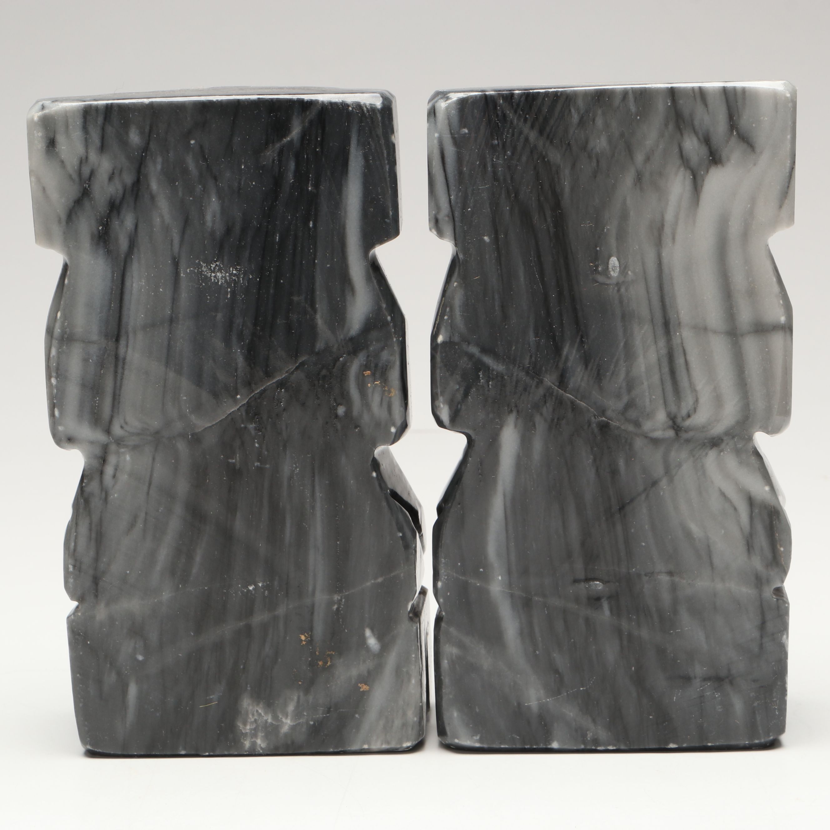 Mesoamerican Style Marble Bookends with Other Italian Stone Bookends