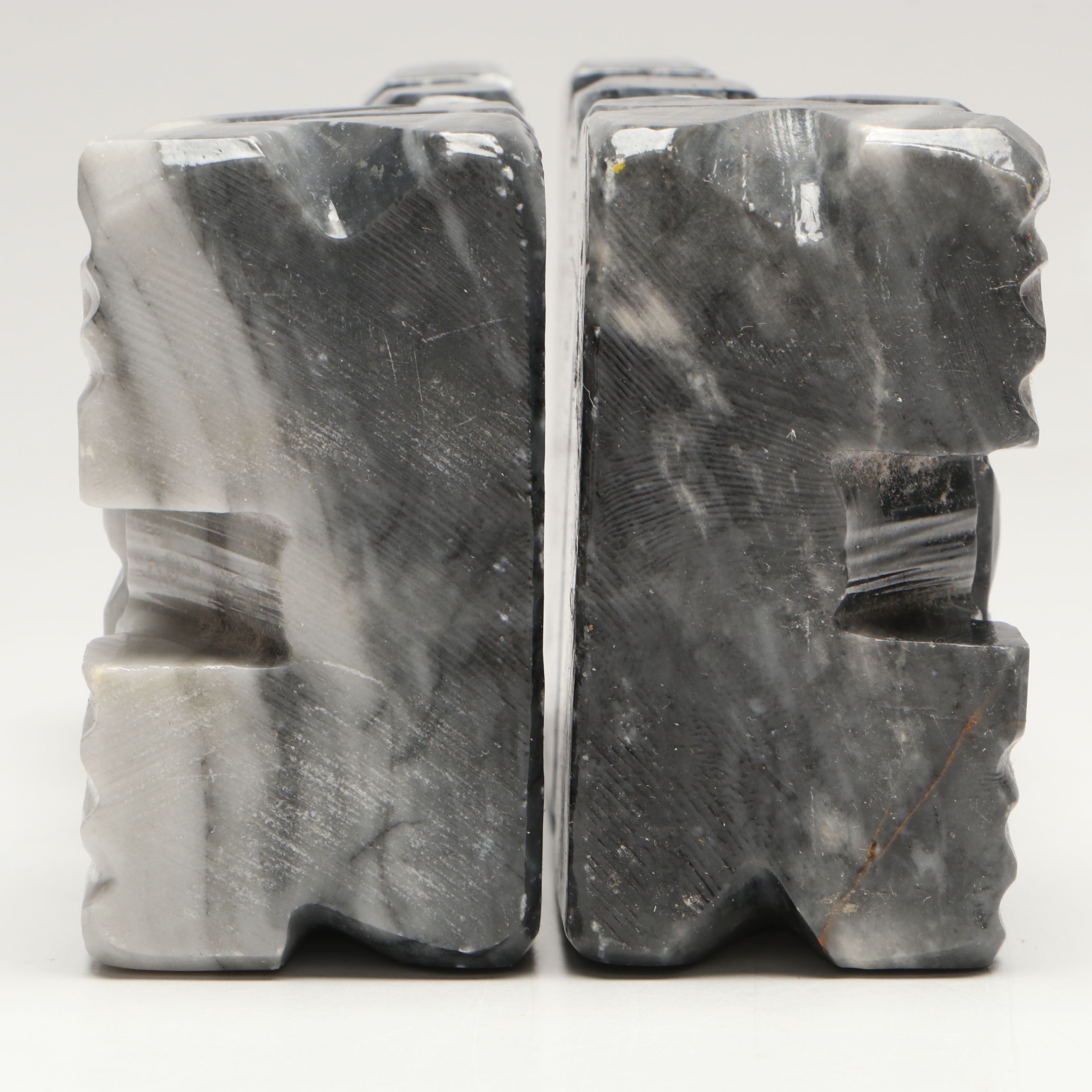 Mesoamerican Style Marble Bookends with Other Italian Stone Bookends