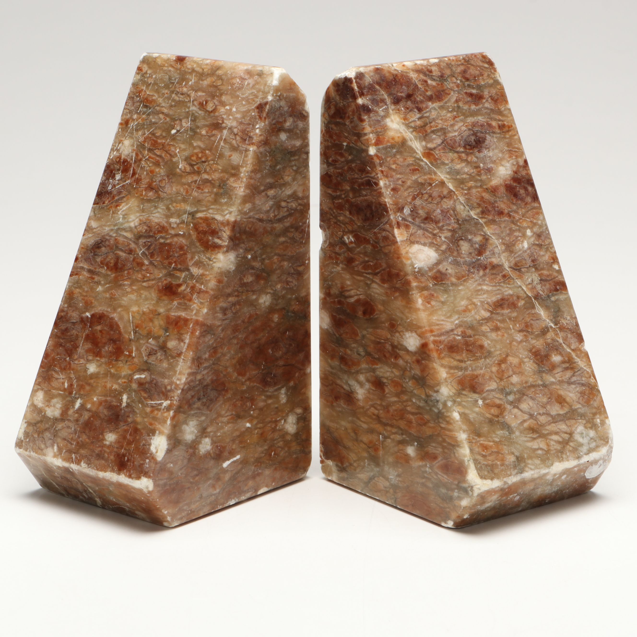 Mesoamerican Style Marble Bookends with Other Italian Stone Bookends