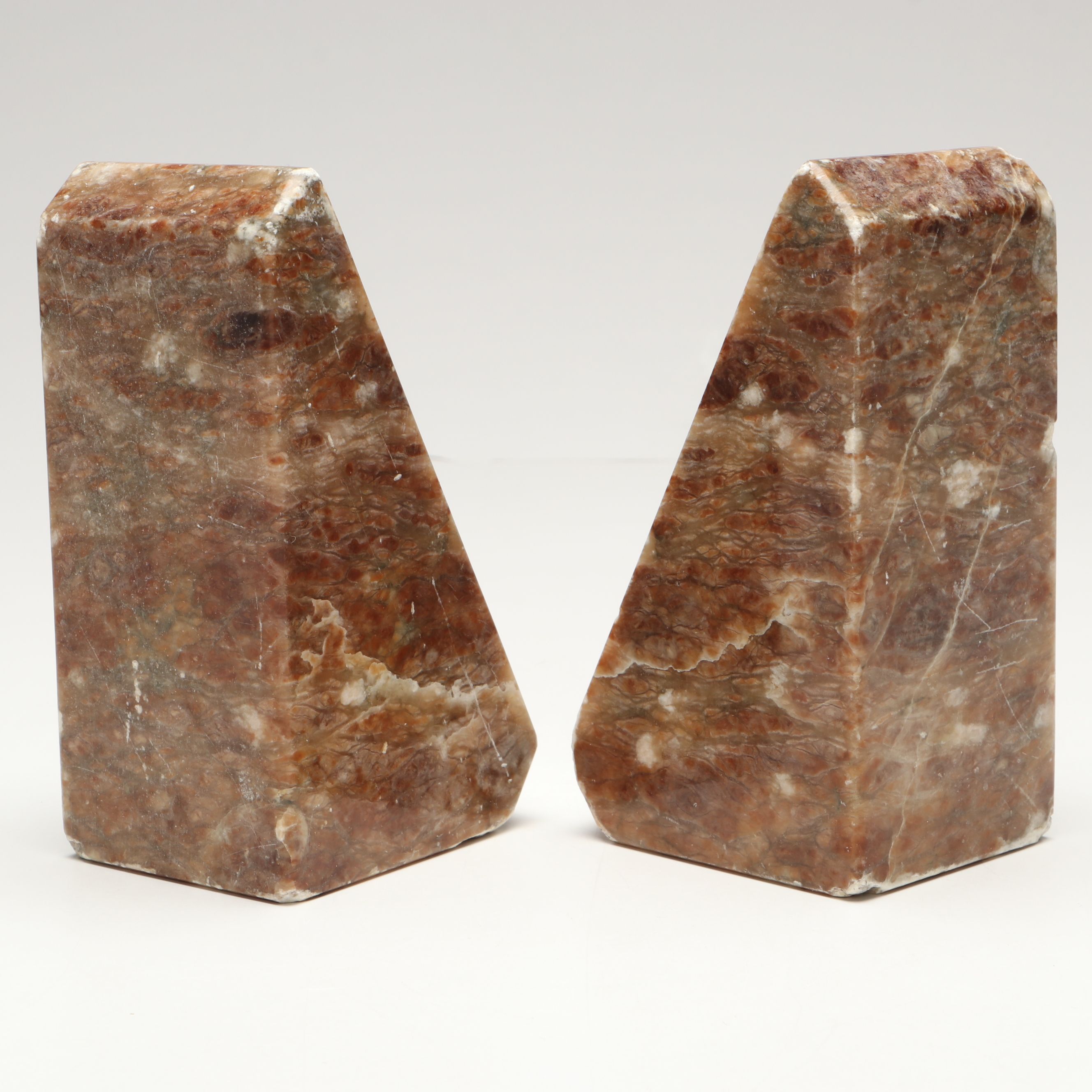 Mesoamerican Style Marble Bookends with Other Italian Stone Bookends