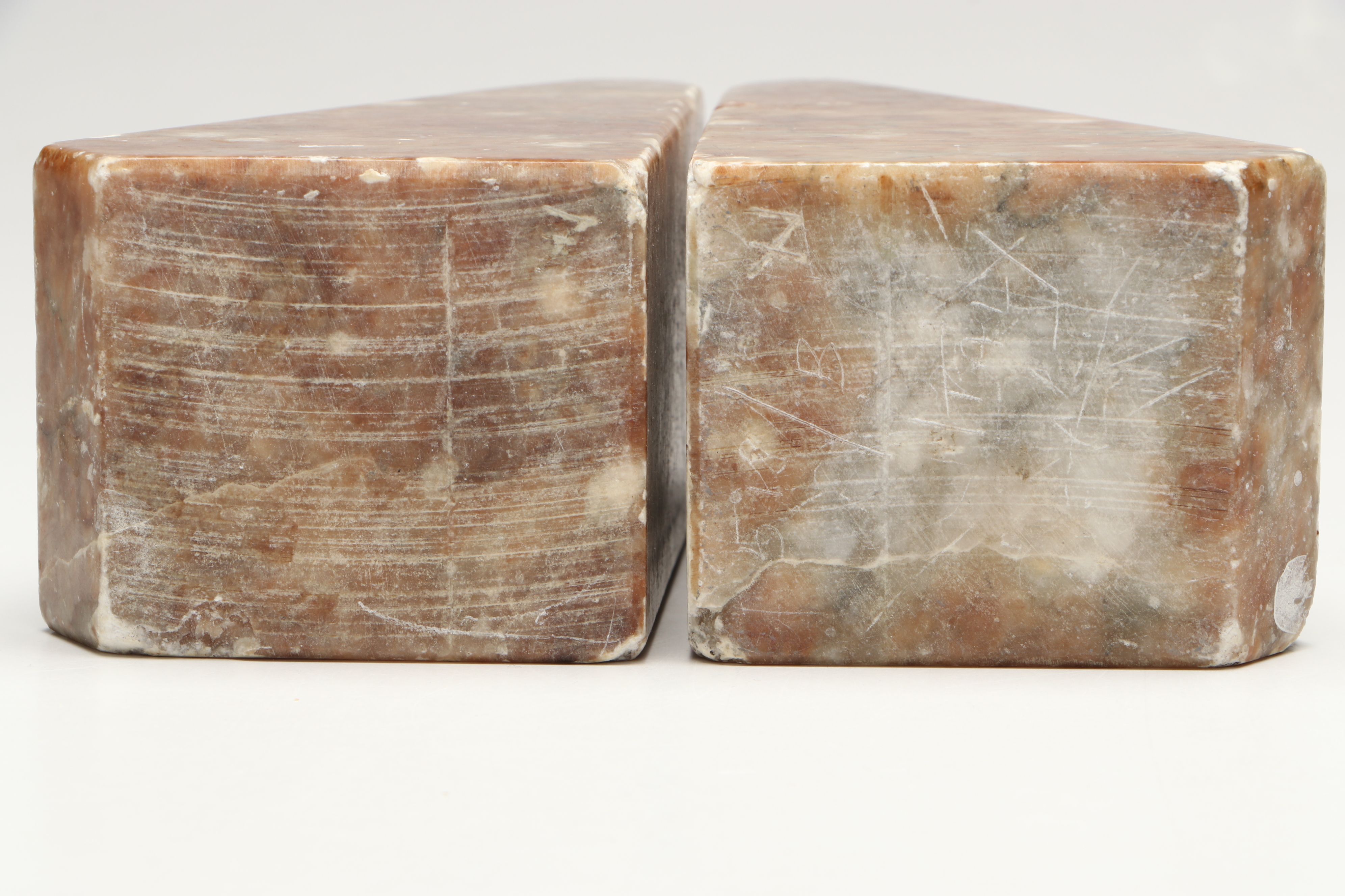 Mesoamerican Style Marble Bookends with Other Italian Stone Bookends