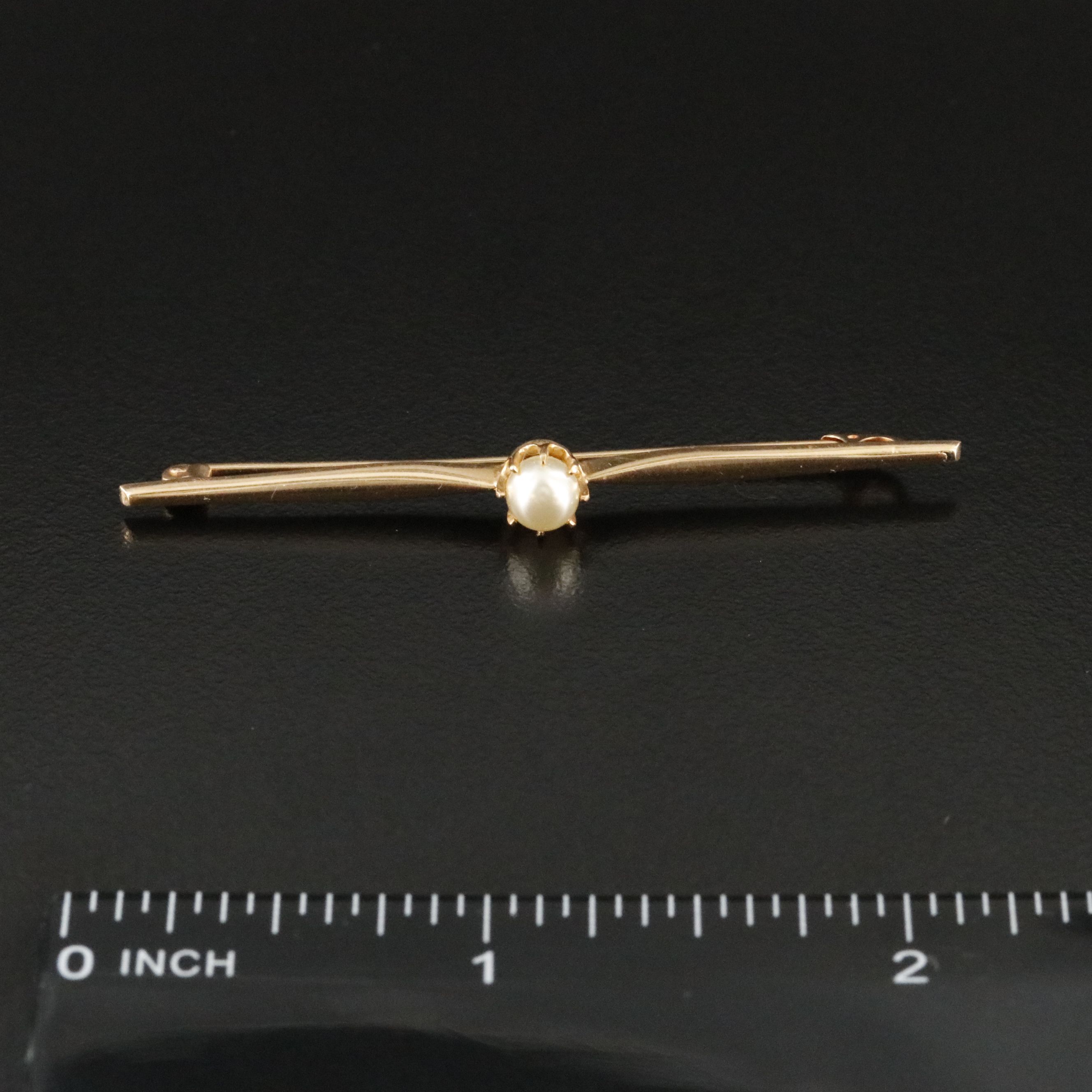 Scandinavian Gustaf Dahlgren & Co. 18K Faux Pearl Bar Pin, 1950s