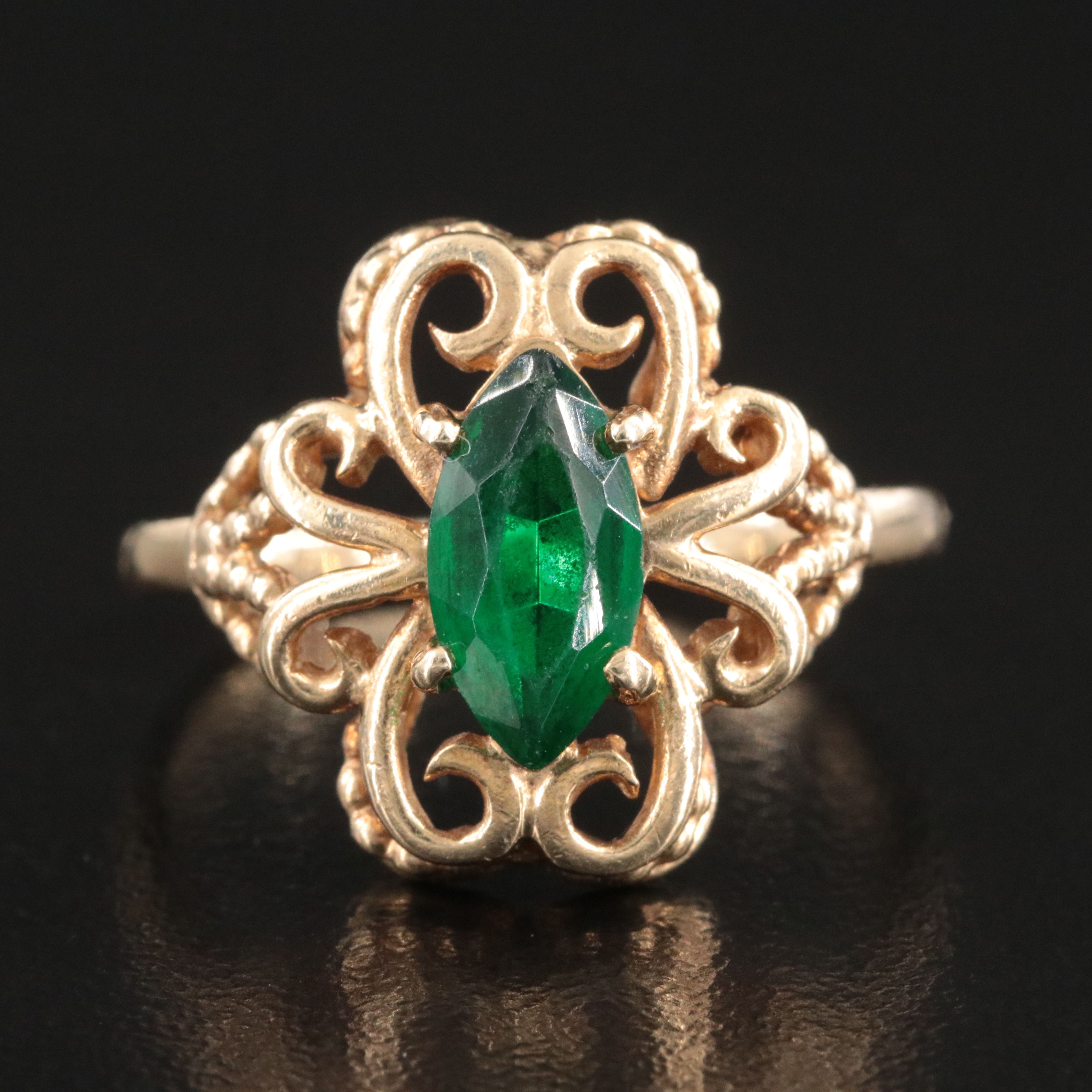 9K Glass Filigree Ring